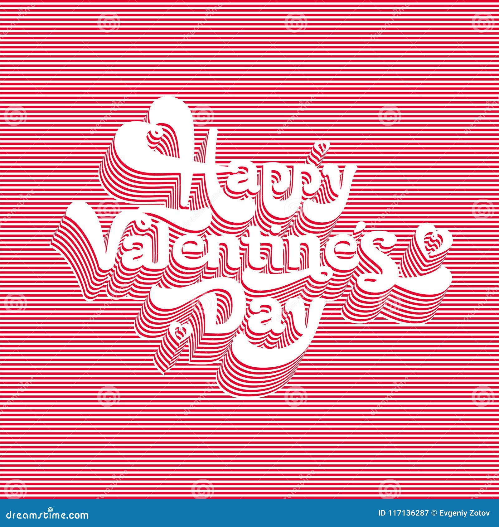 Happy Valentines Day. on Red Line Background. Stock Vector ...