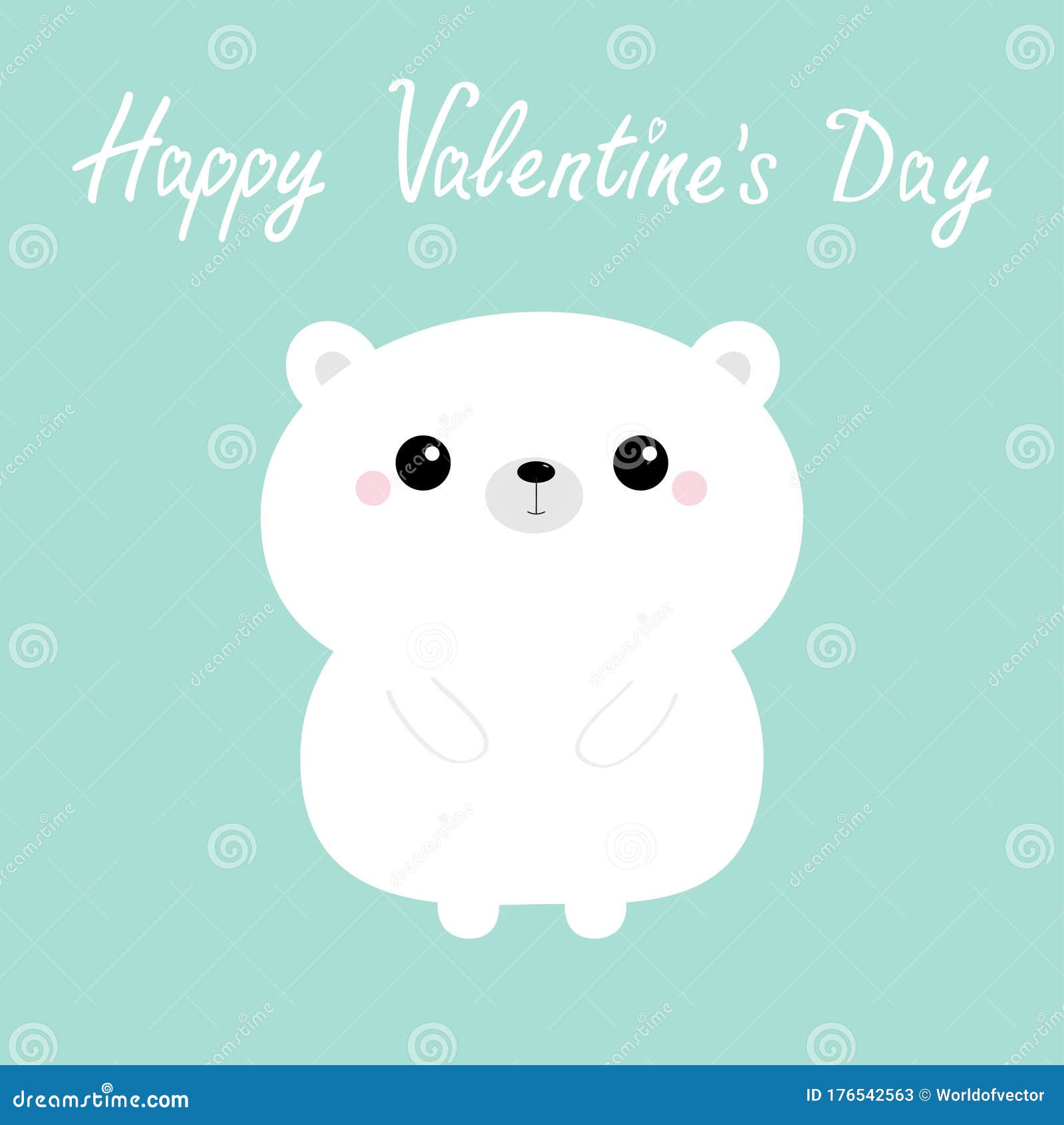 Happy Valentines Day. White Bear Icon. Cute Funny Head Face. Kawaii ...