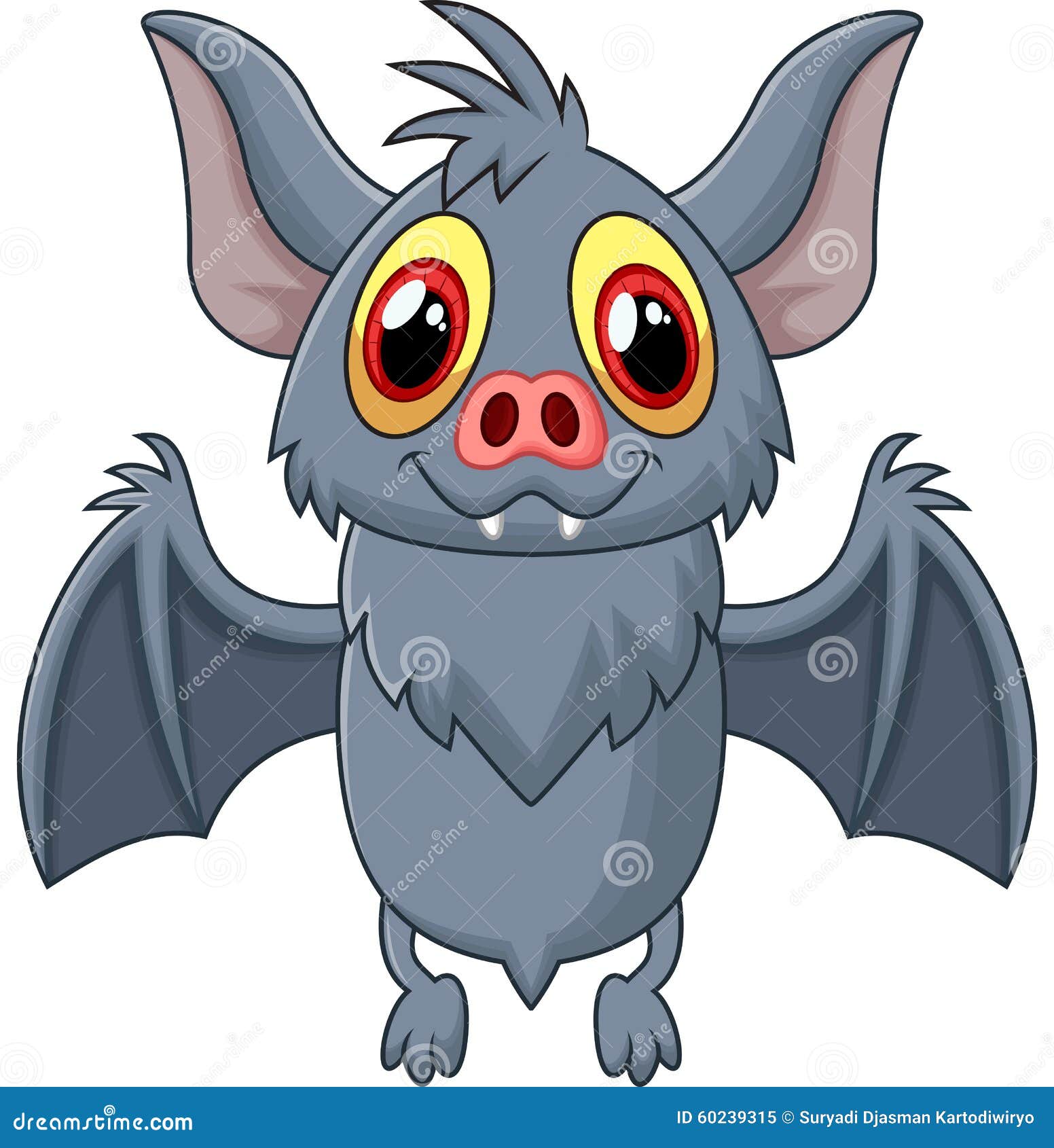 Happy Vampire Bat Cartoon Character Flying Stock Illustration