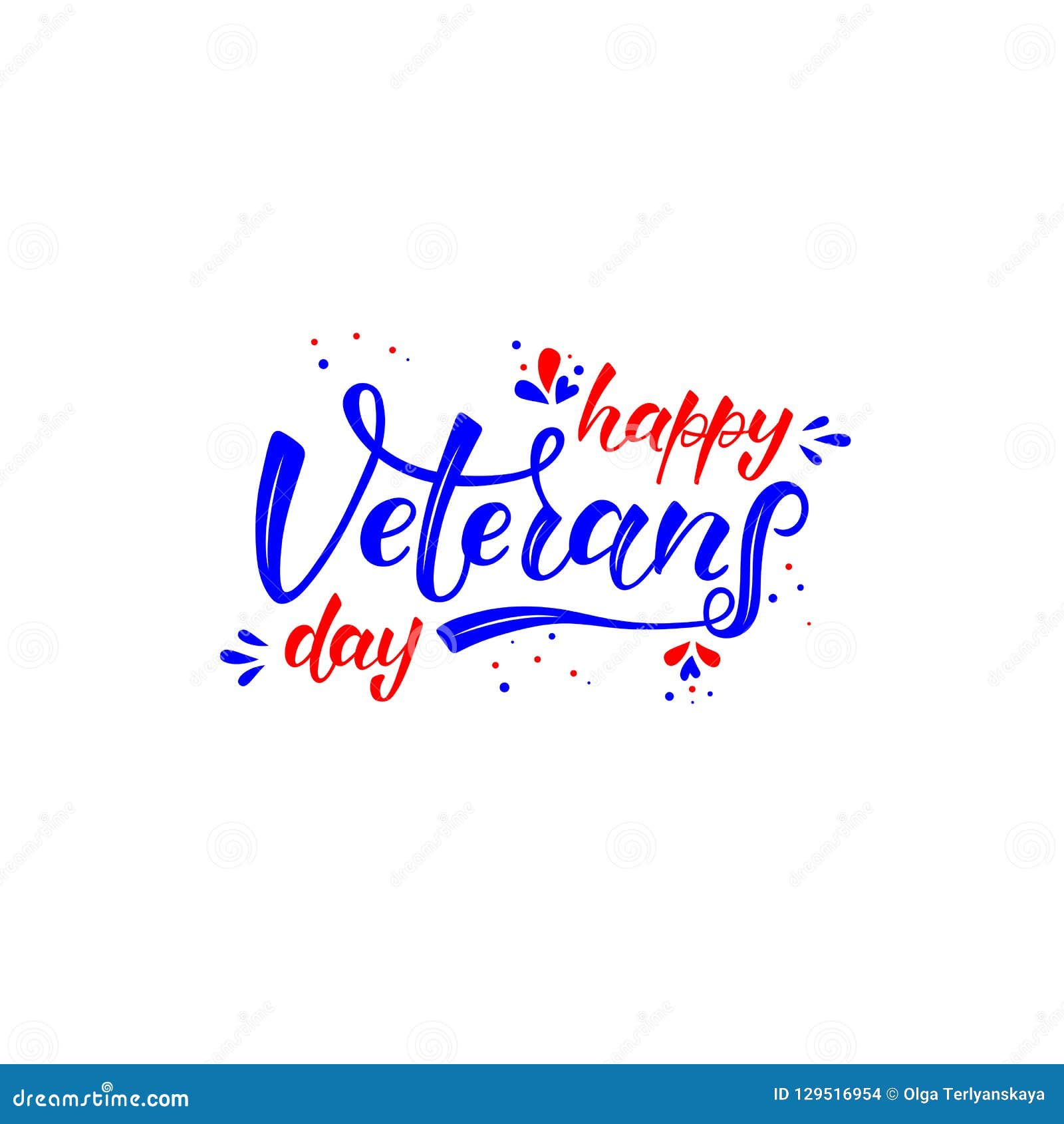 HAPPY VETERANS DAY-hand Drawn Lettering. Stock Vector