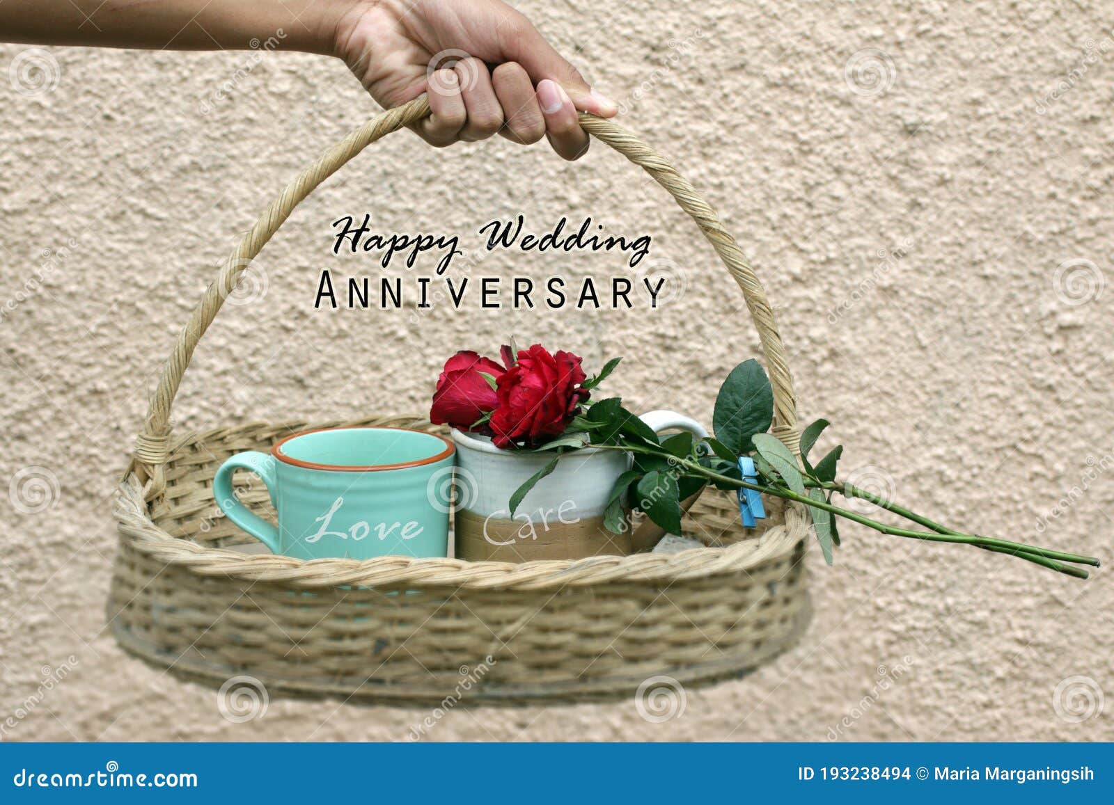 Happy Wedding Anniversary Card with Hand Holding Love and Care ...