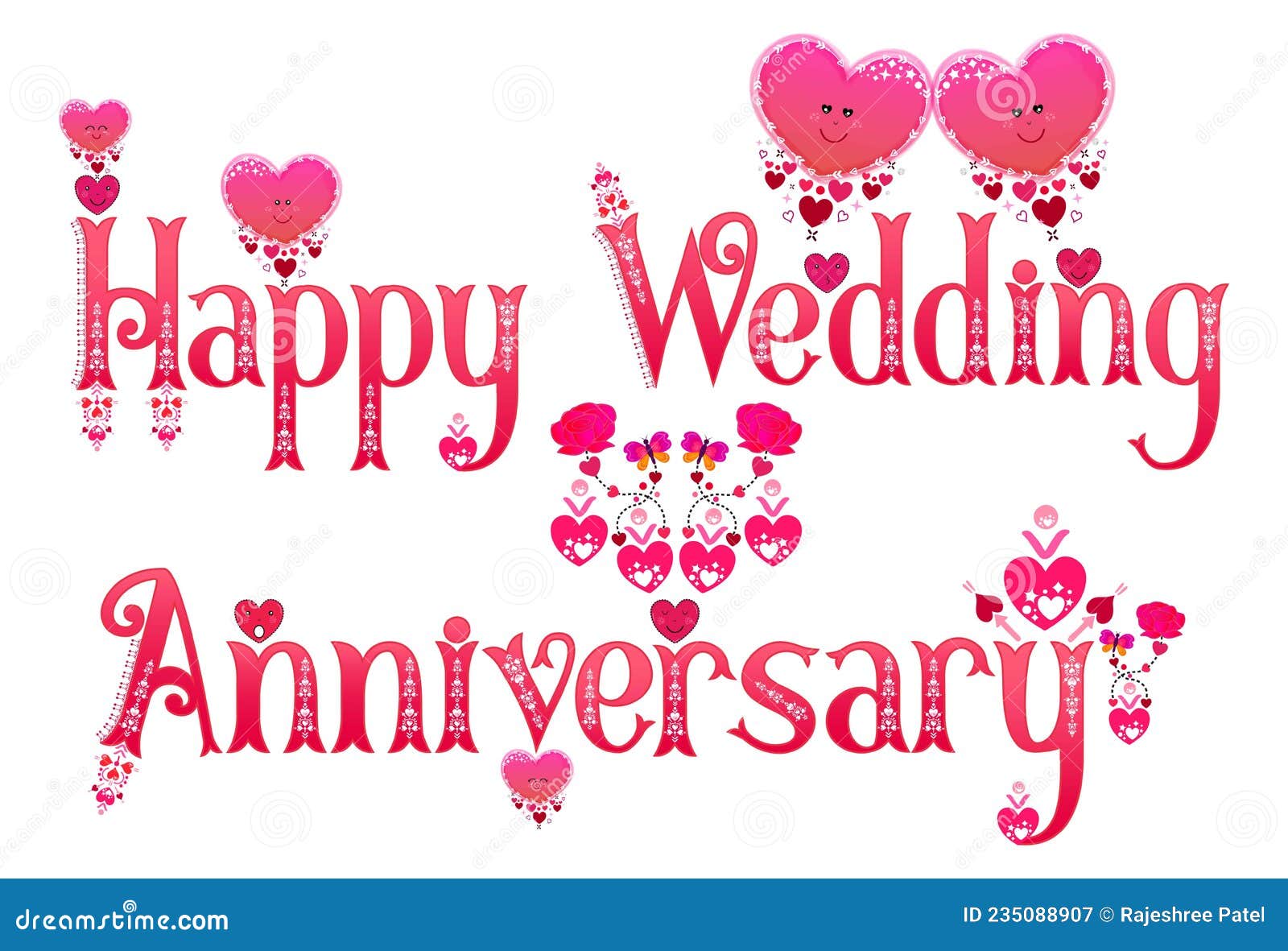 Happy Anniversary. Couple Anniversary Wish. Wedding Anniversary. Marriage  Anniversary. Husband Wife Marriage. Word Art Label. Stock Vector -  Illustration Of Husband, Card: 235088907