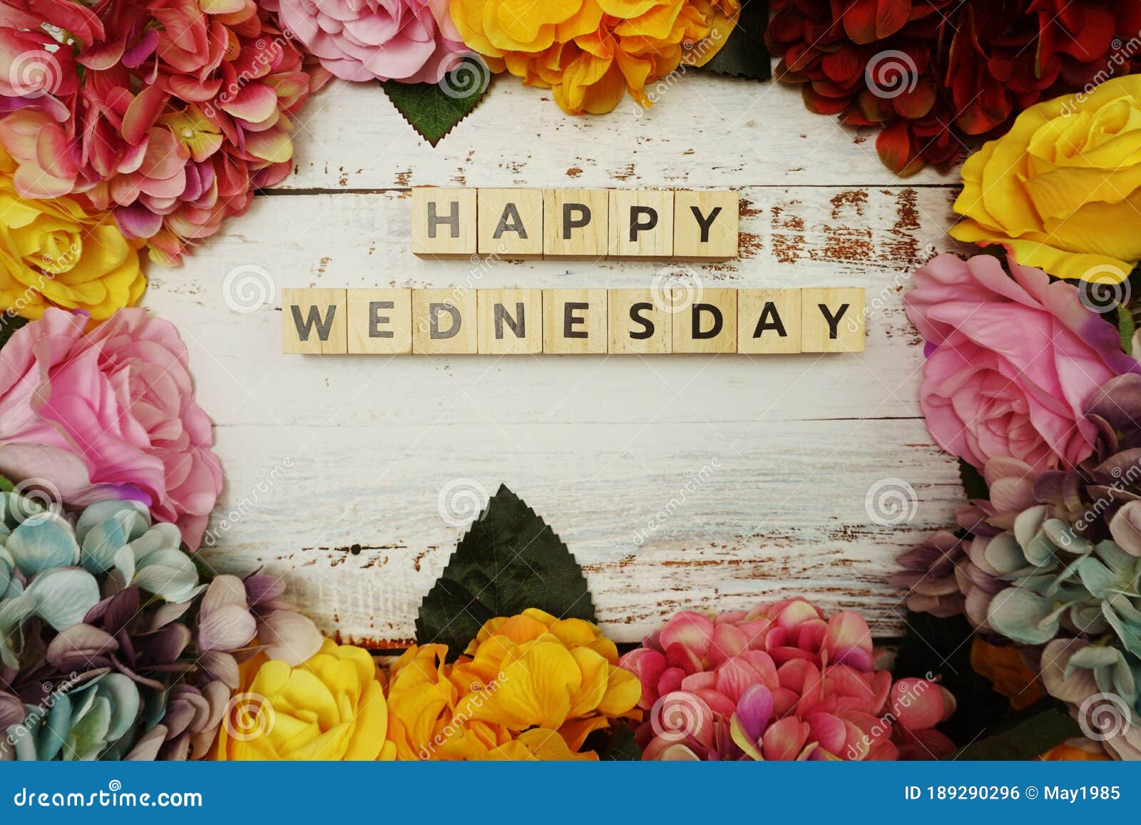 Happy Wednesday Alphabet Letter with Colorful Flowers Border Frame ...