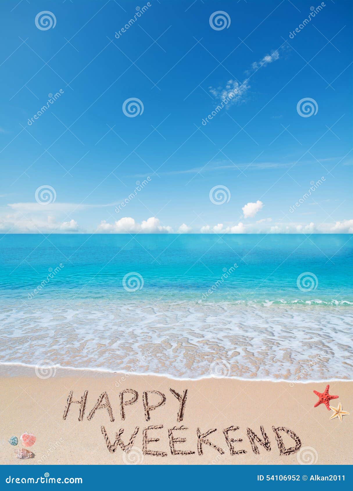 Happy Weekend on a Tropical Beach Under Clouds Stock Photo Image of