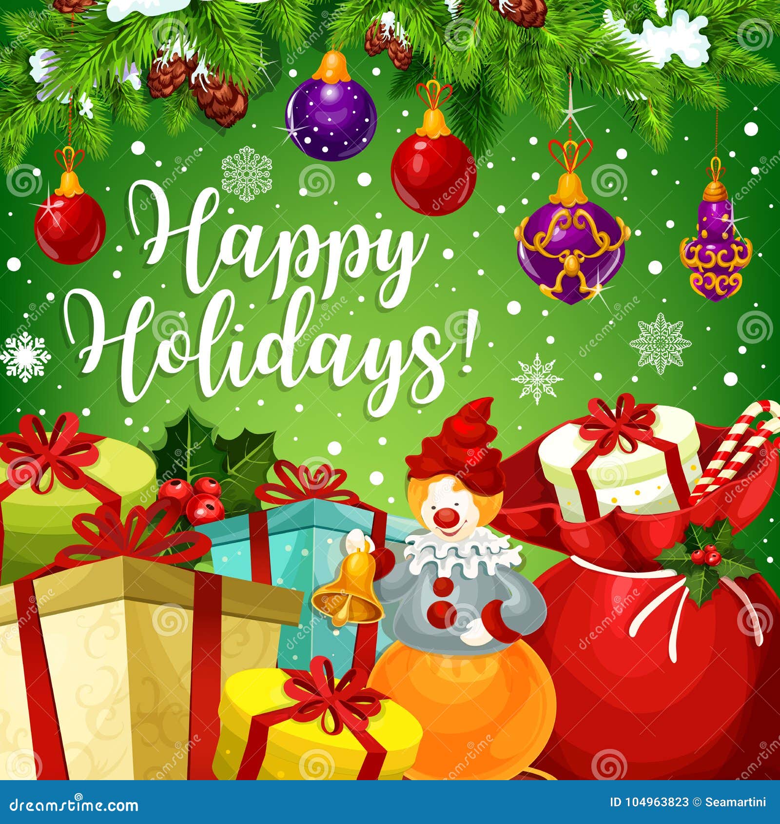 Happy Winter Holidays Wish Vector Greeting Card Stock Vector ...