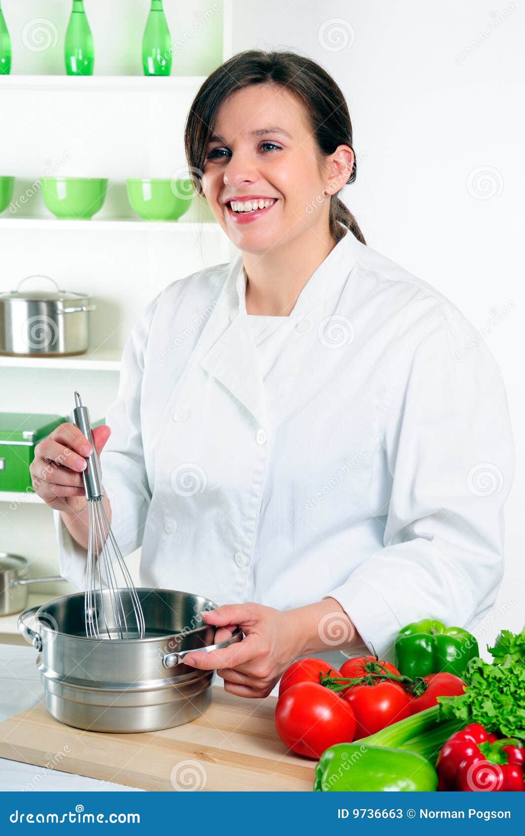 Happy Woman Chef stock image. Image of occupation, whisk - 9736663