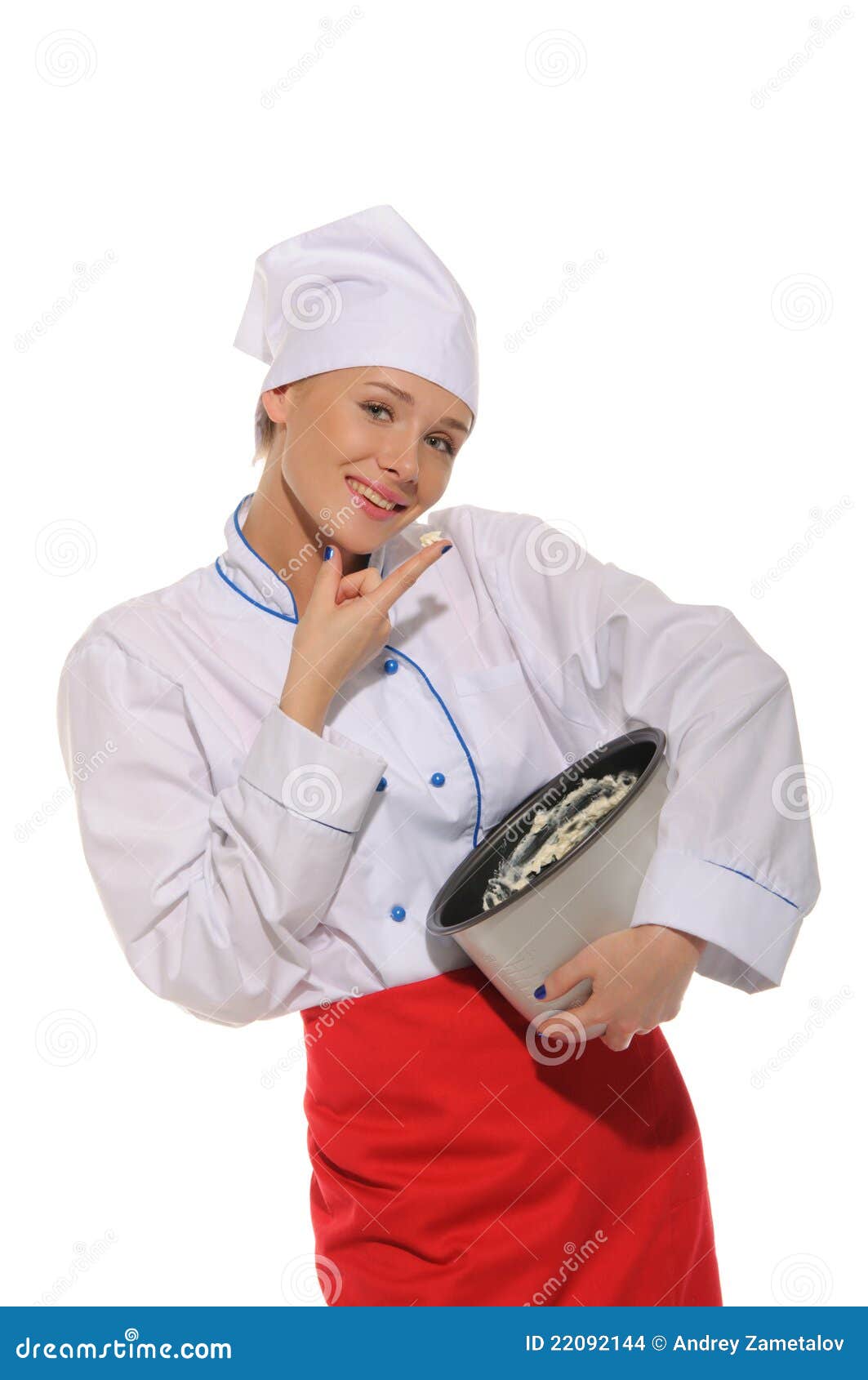 Happy Woman Cook Trying To Cooked Food Stock Photo - Image of isolated ...