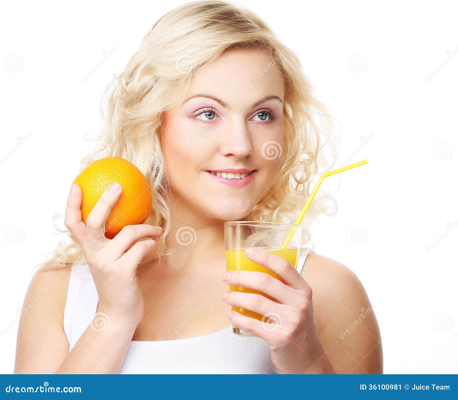 Happy Woman Drinking Orange Juice. Stock Image Image of orange