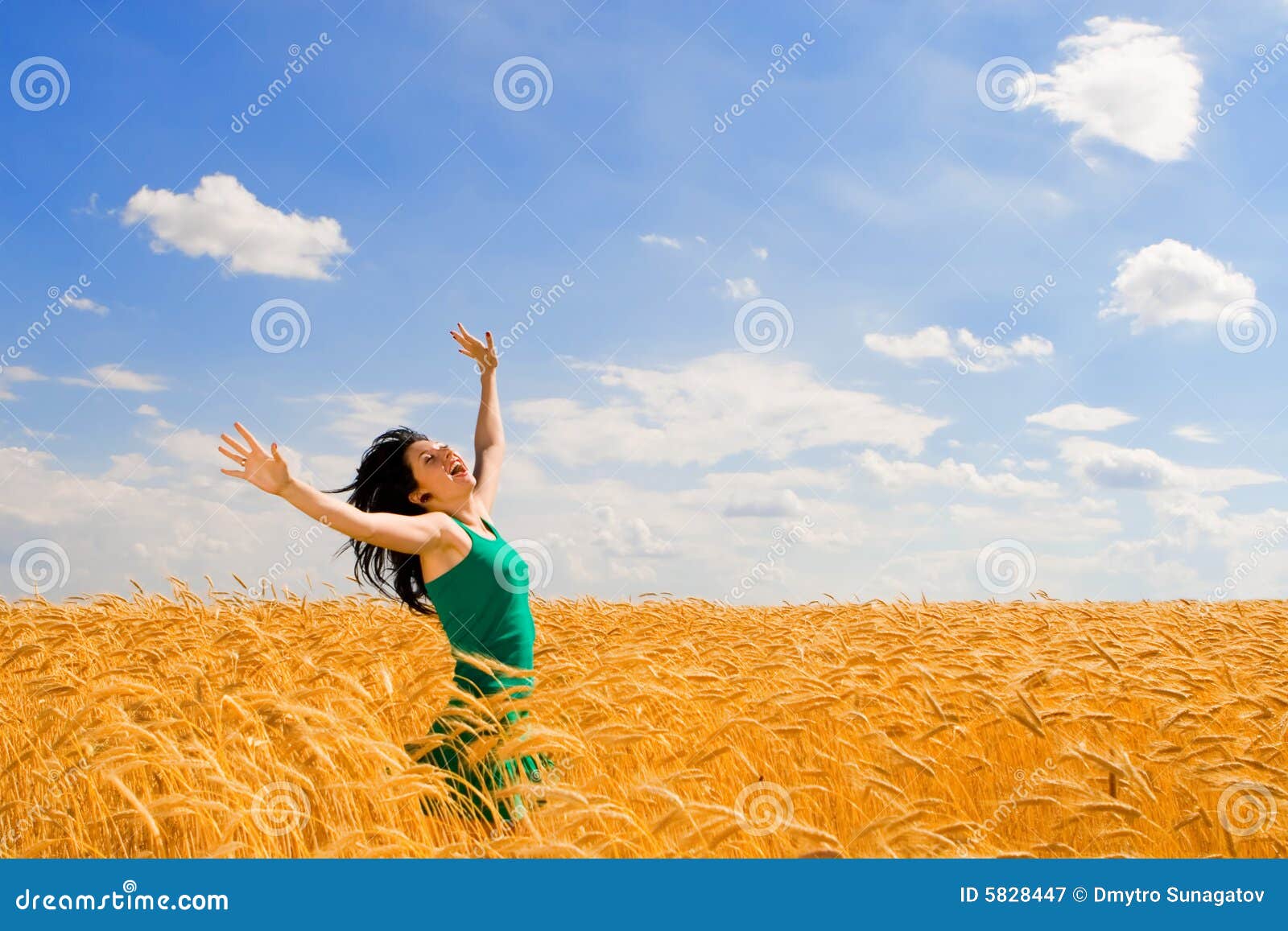 Happy woman jumping stock image. Image of laughing, field - 5828447