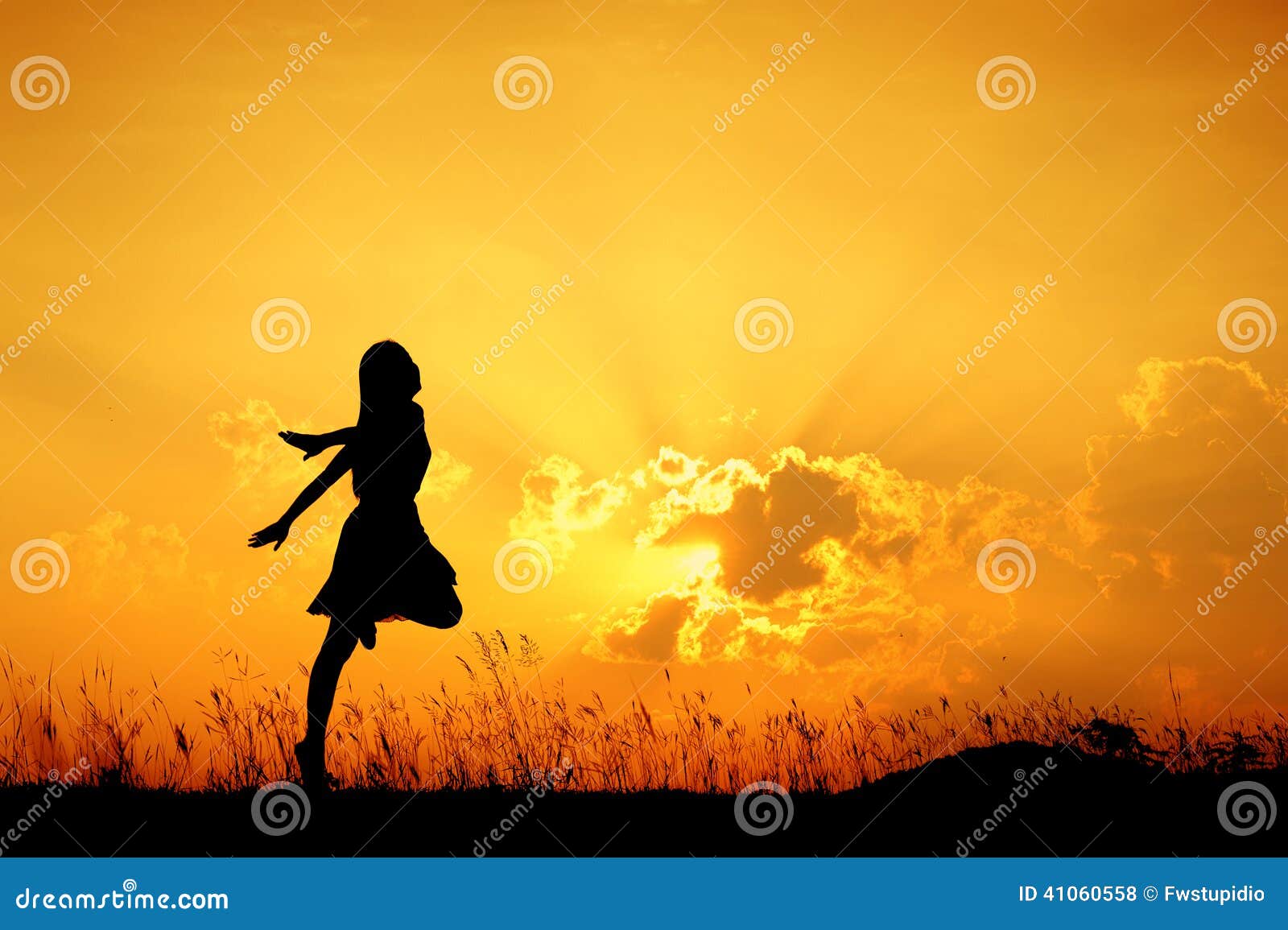 girl sunset silhouette