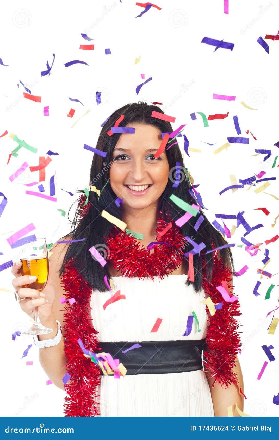 Happy Woman at Party with Confetti Stock Photo Image of falling