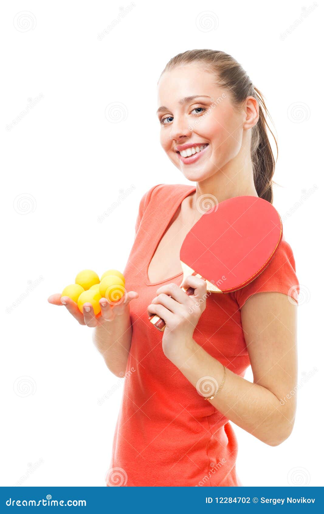 Happy Woman  Ping  pong  Spot Player Stock Photo Image of 