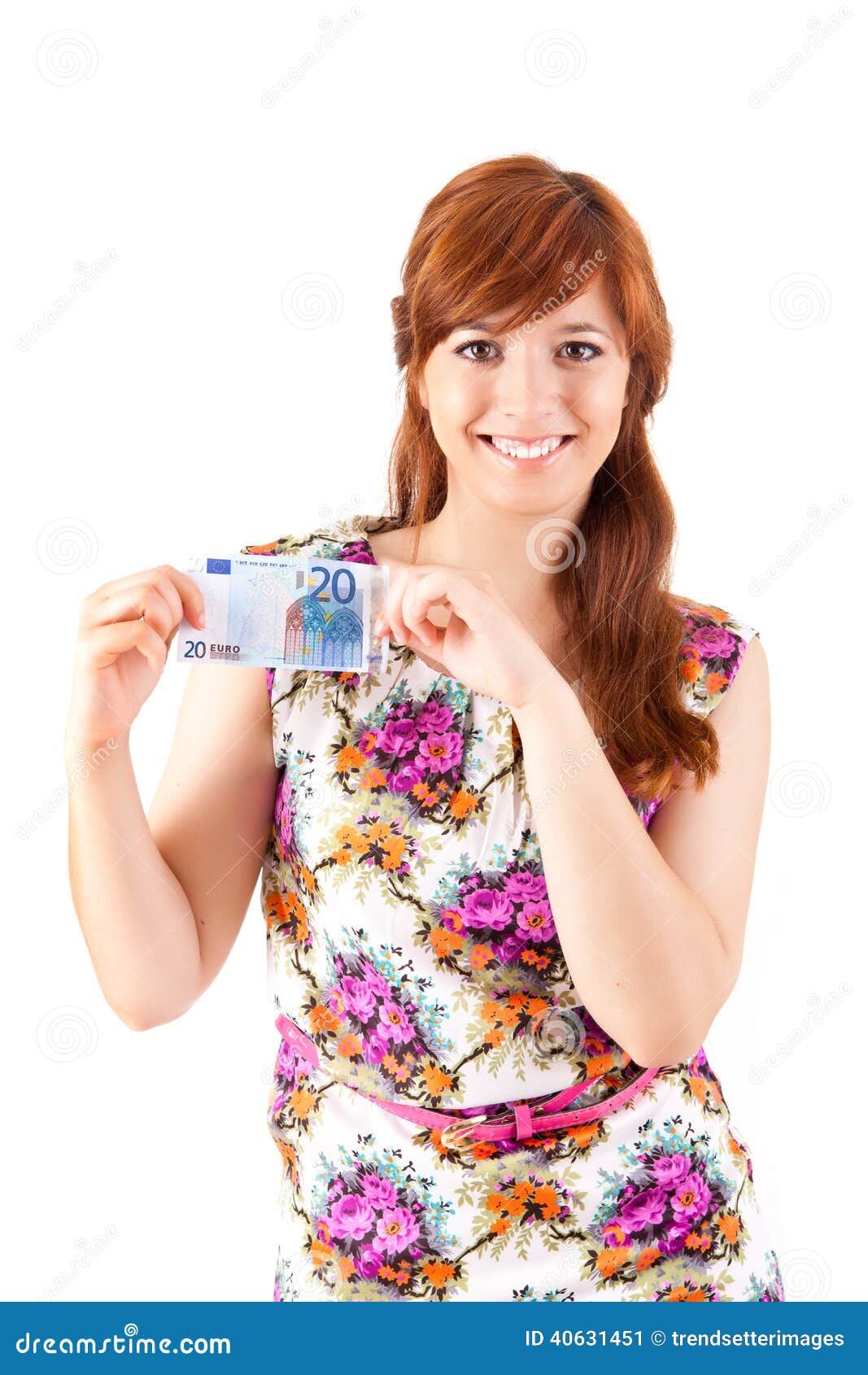 Happy Woman Showing Euros Currency Notes Stock Image Image Of Girl