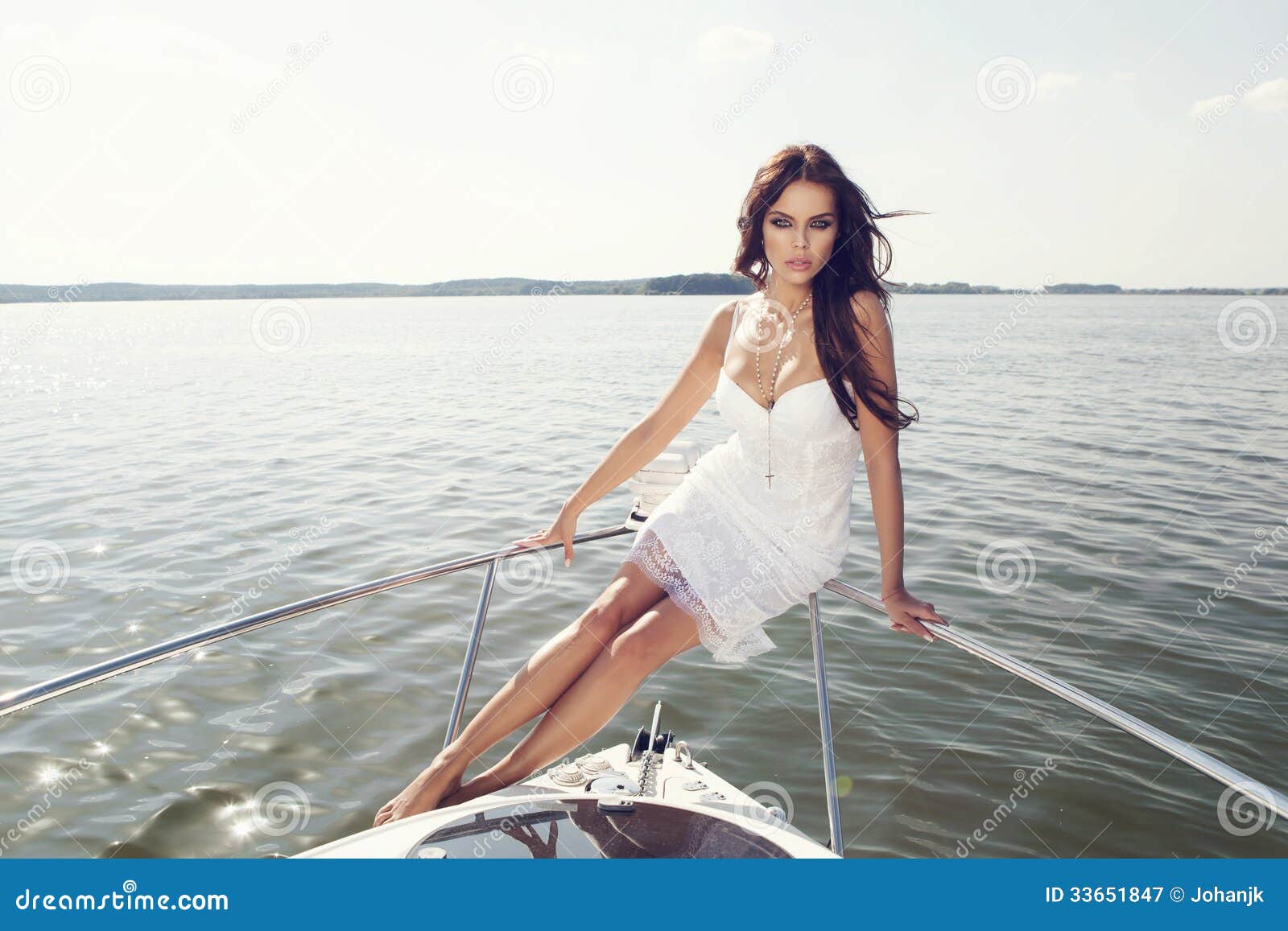 Happy Woman Smiling On Boat Royalty Free Stock Photography ...