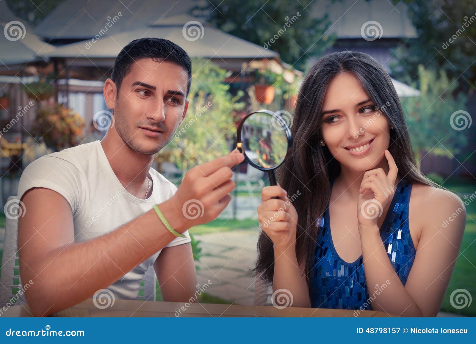 Happy Woman Testing Engagement Ring from Boyfriend with Magnifier Stock  Image - Image of girlfriend, beautiful: 48798157