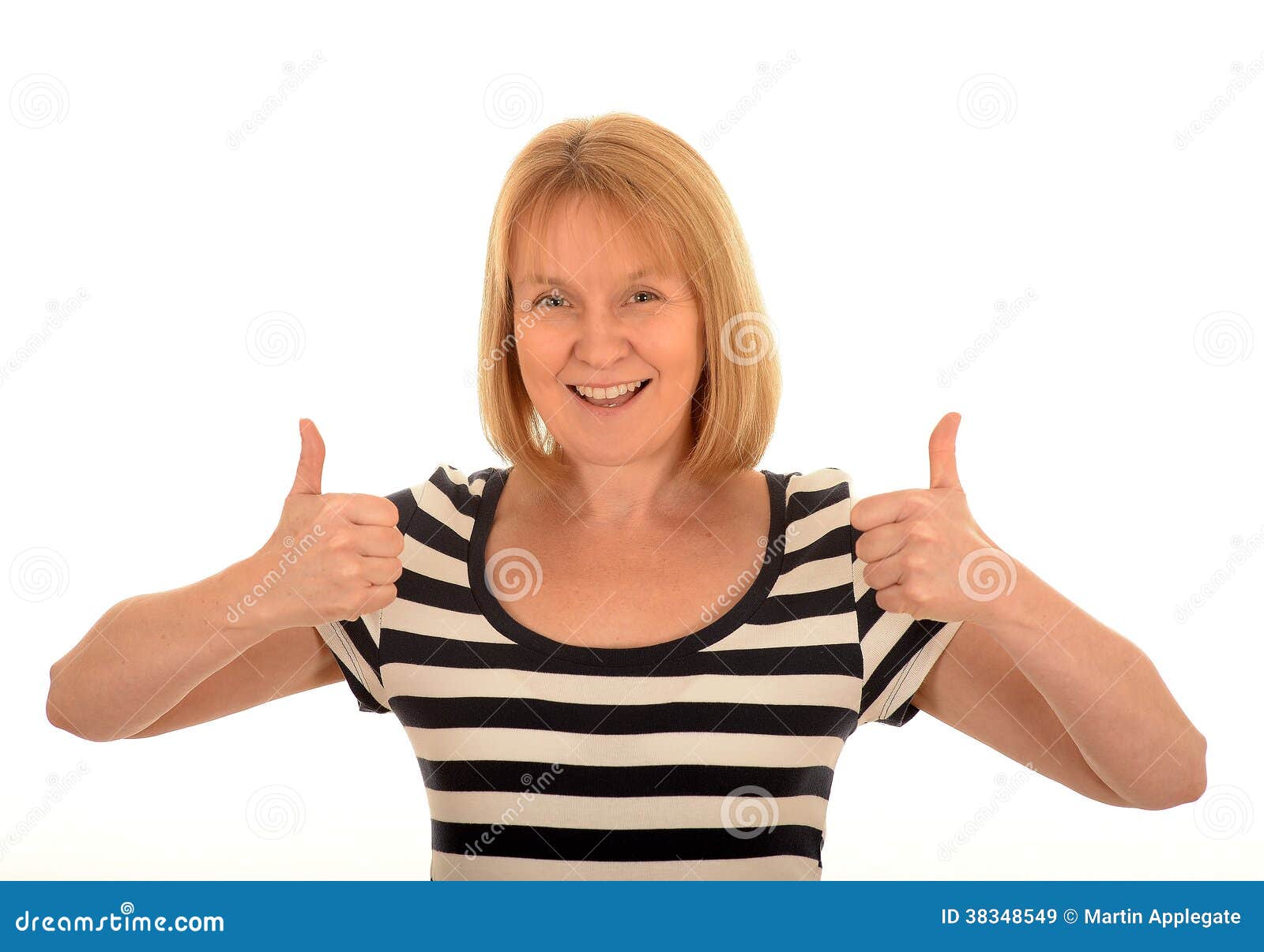 happy woman with thumbs up