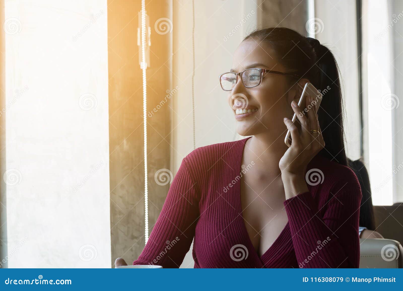 Happy Woman are Using Smartphone Stock Image - Image of female, fashion ...