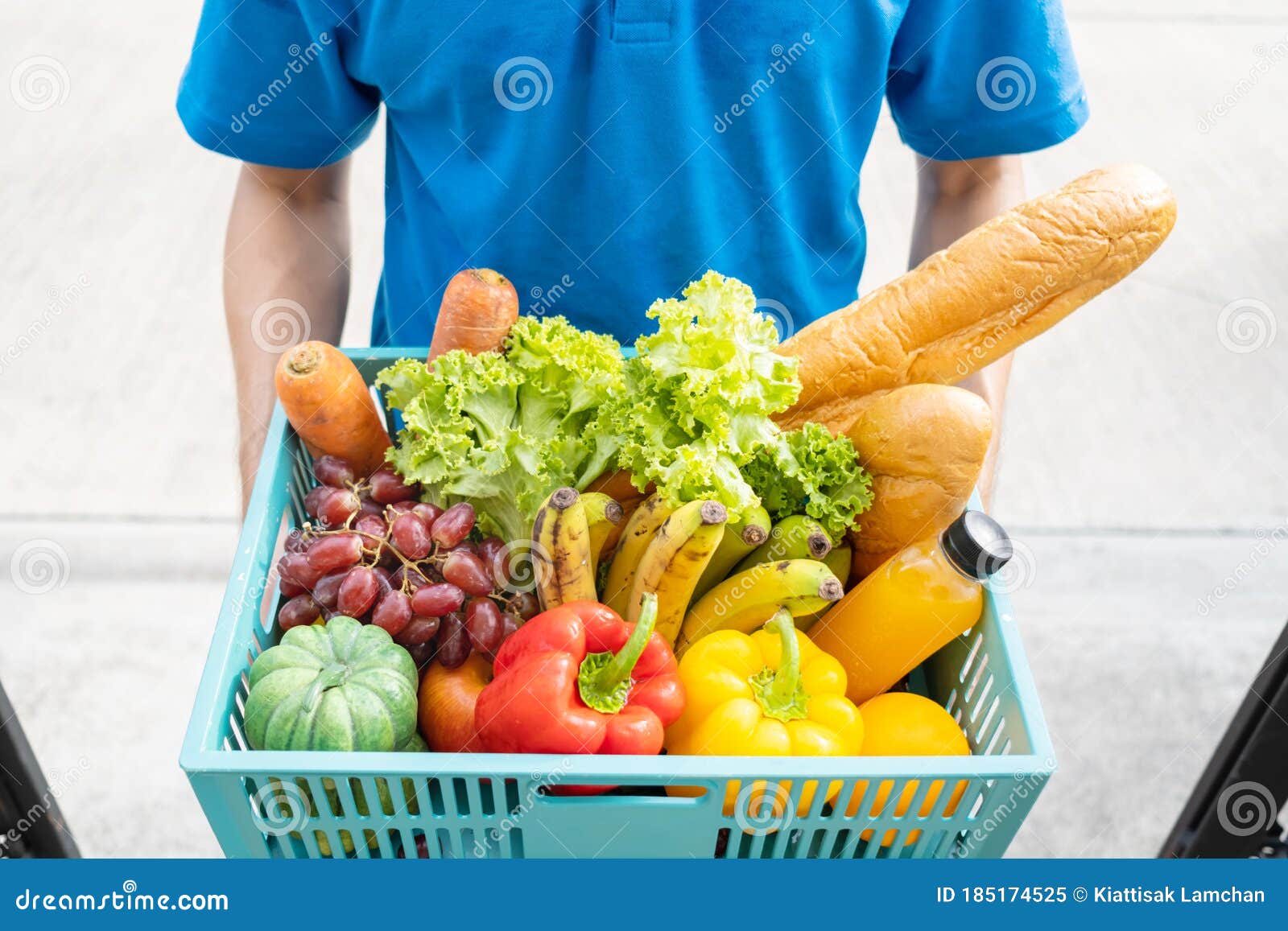 Happy Woman Wearing Mask Holding Basket Fruit, Vegetable Fresh Groceries  from Delivery Healthy Food Stock Image - Image of asian, front: 185174525