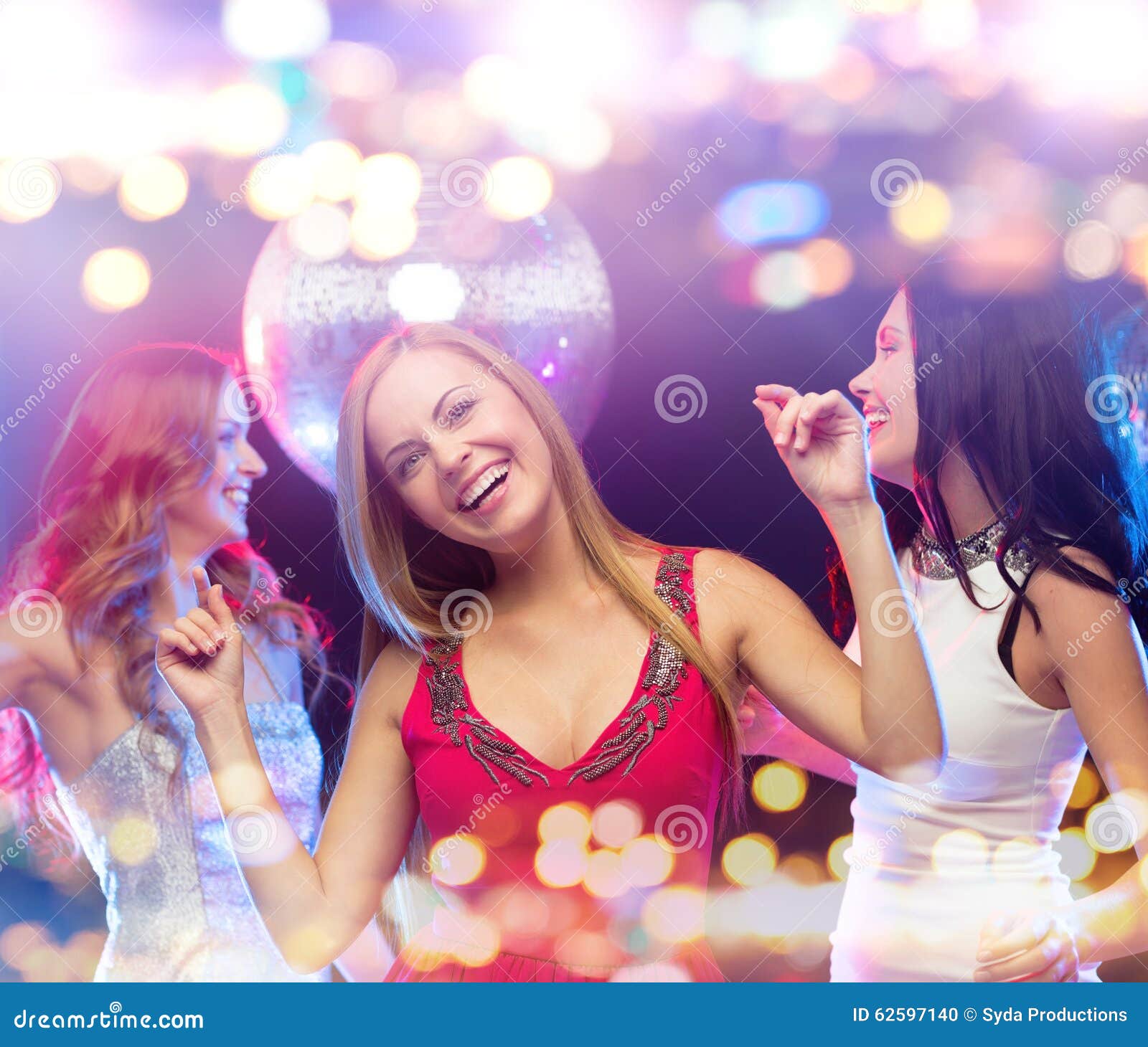 Happy Women Dancing at Night Club Stock Photo - Image of celebrating ...