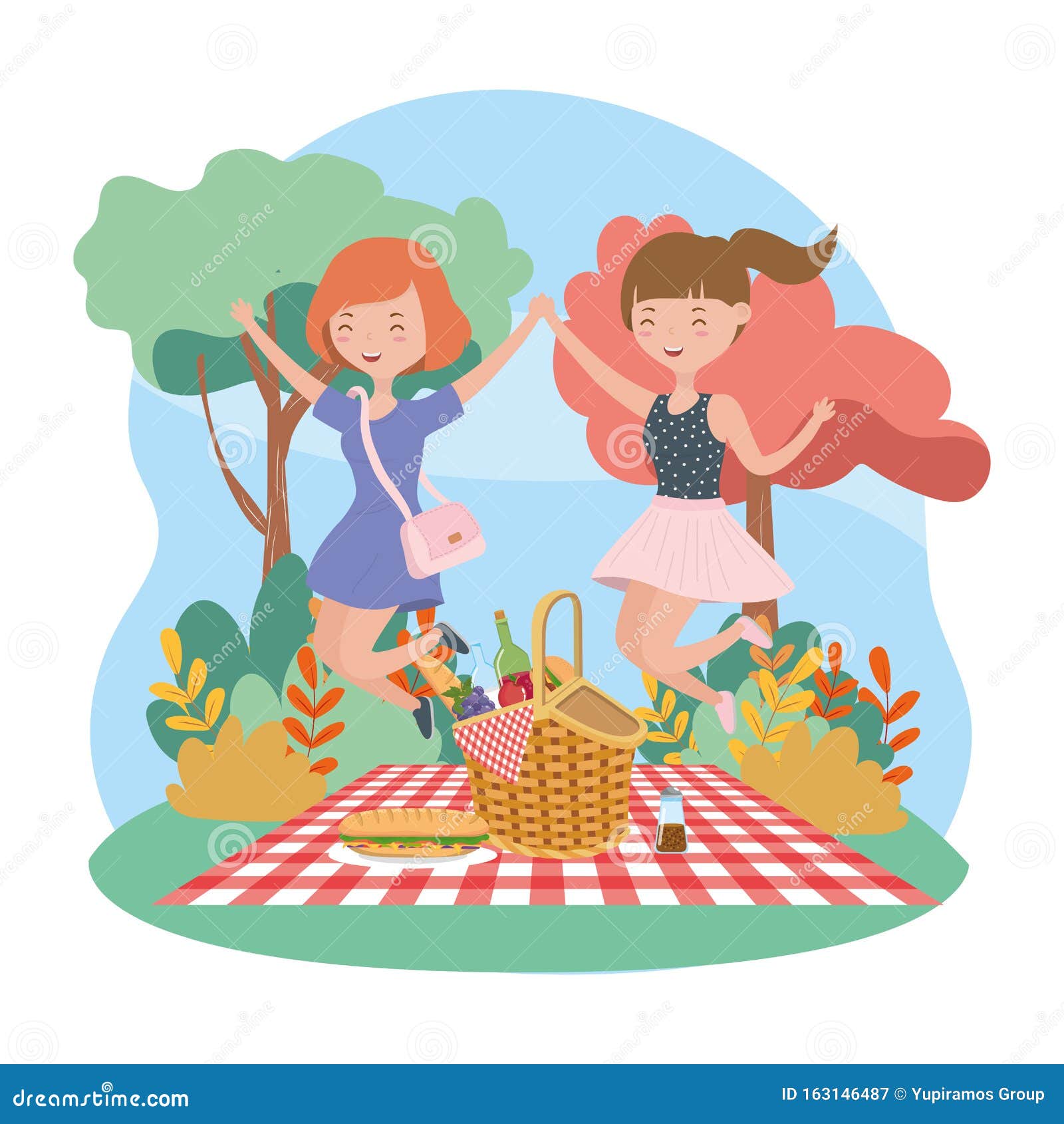 Download Happy Women Picnic Blanket Food Nature Outdoor Stock ...