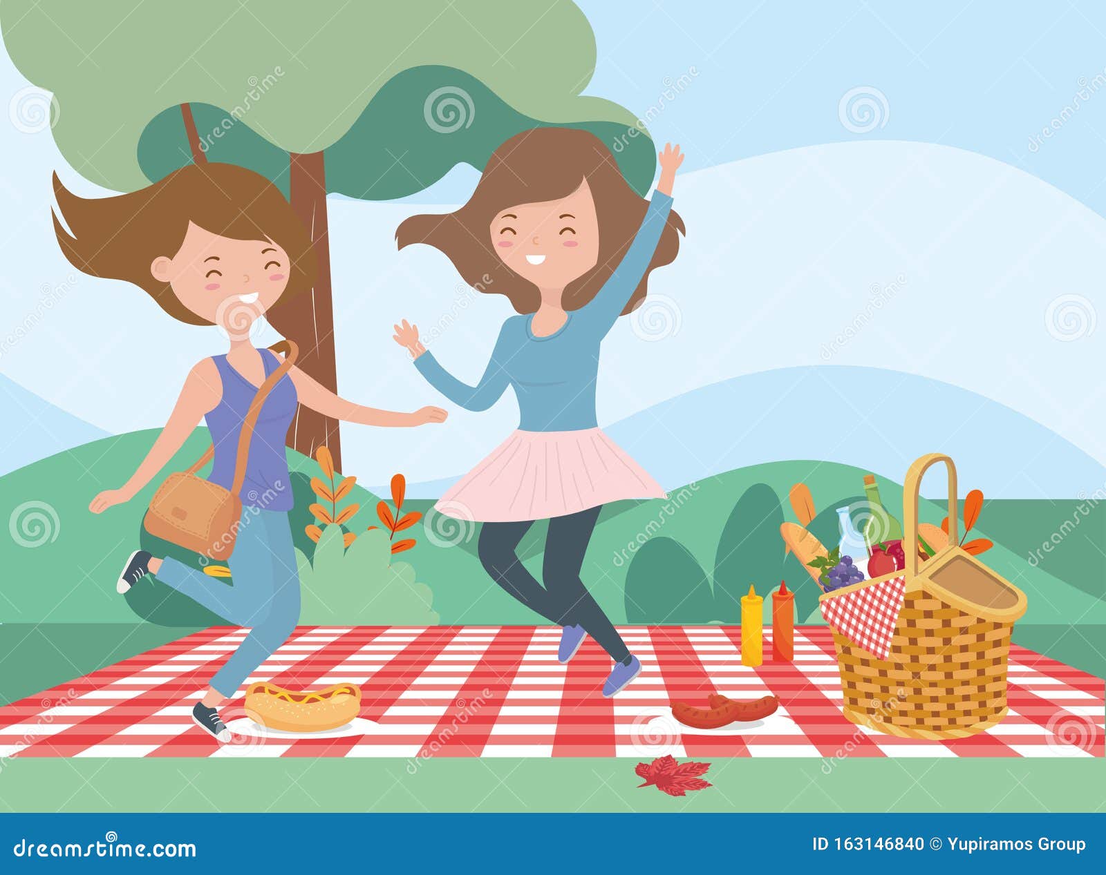 Download Happy Women Picnic Blanket Food Nature Outdoor Stock ...