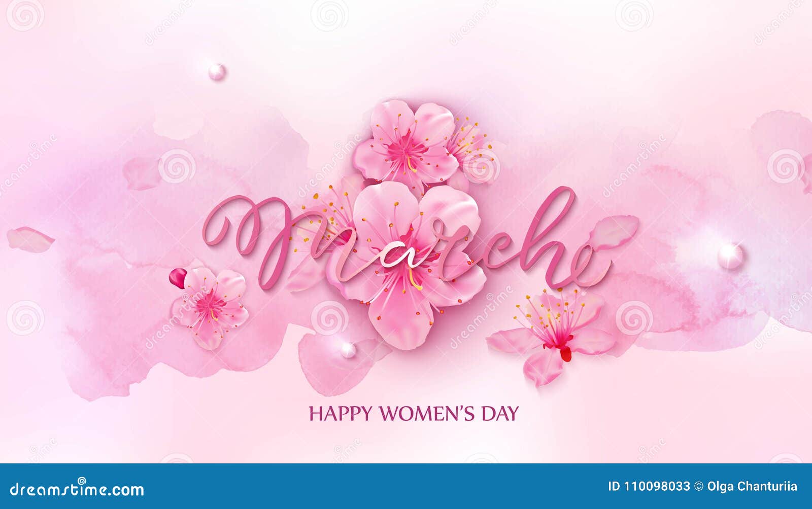 happy women s day. 8 march with cherry blossoms