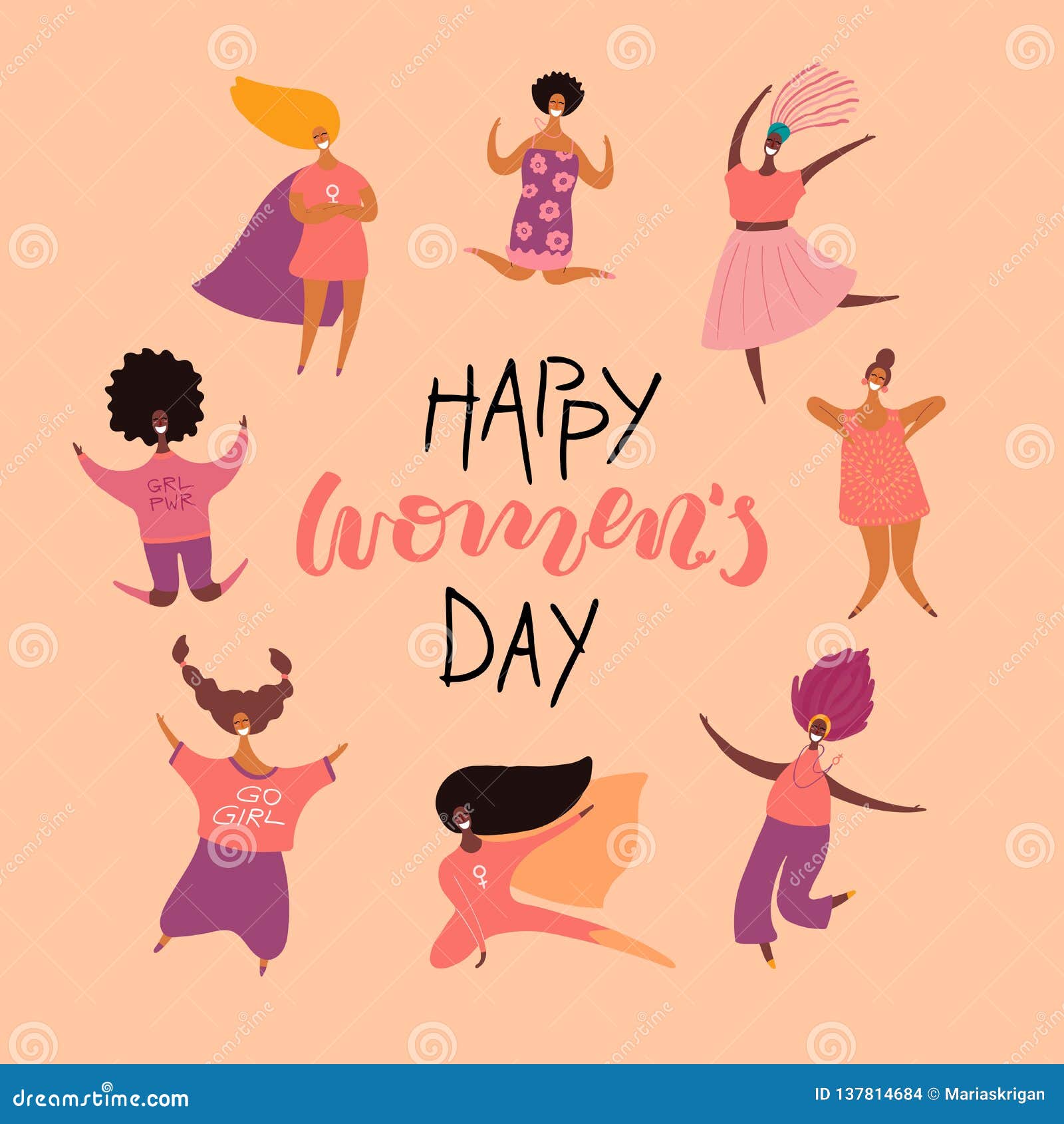 Happy womens day card stock vector. Illustration of feminism - 137814684