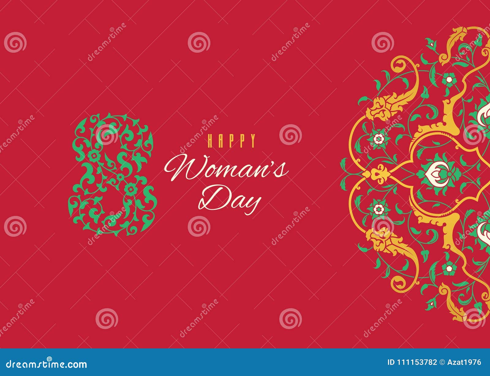 happy womens day floral greeting card .