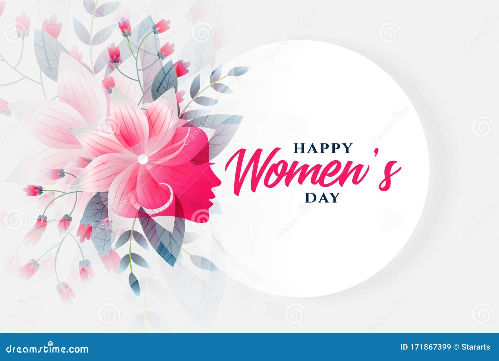 Happy Womens Day Flower Background with Face Stock Vector ...
