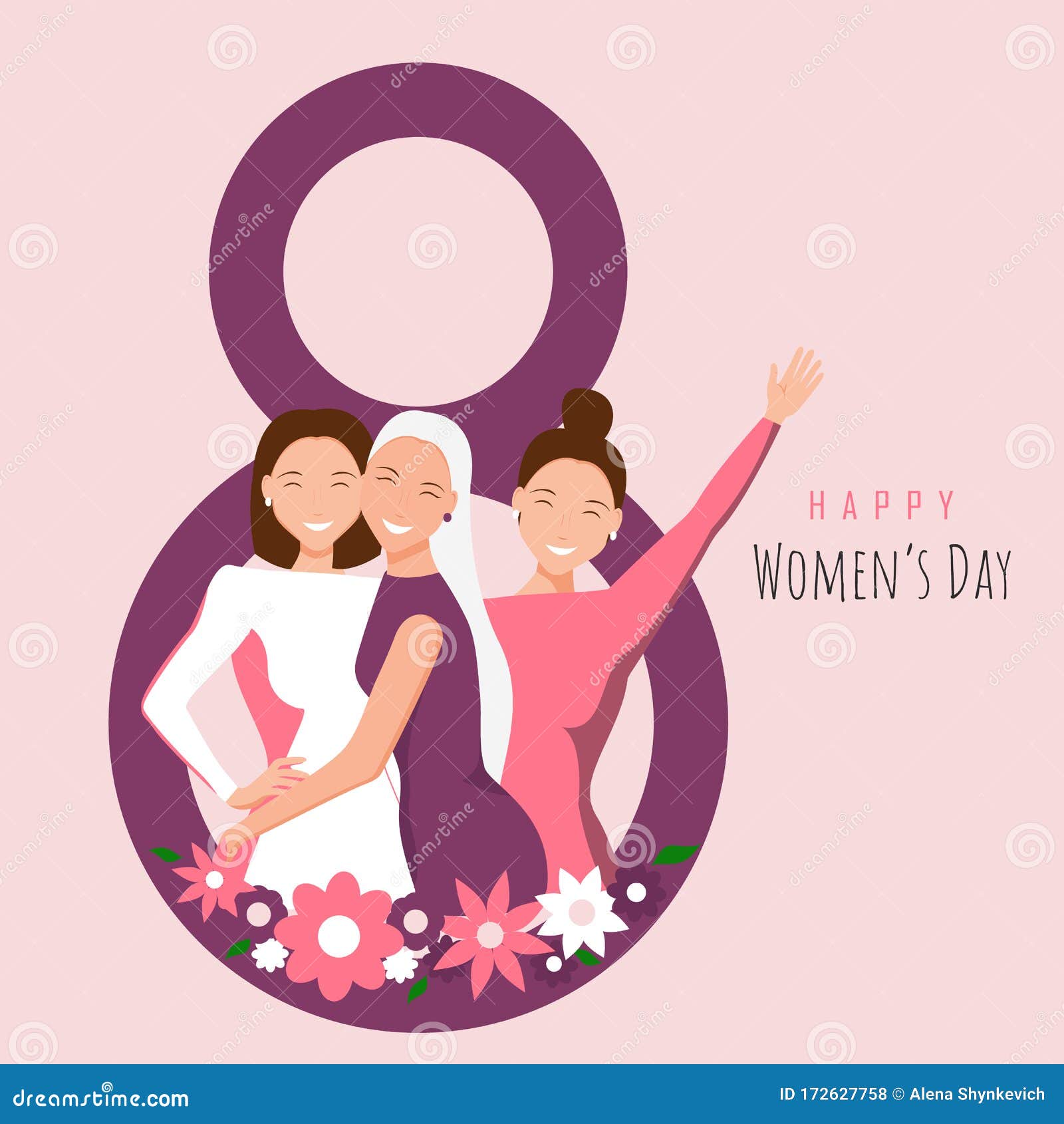 Happy Womens Day Illustration. March 8, International Women`s Day. 8 March,  Womans Day, Women`s Day Background, Womens Day Banne Stock Illustration -  Illustration of girl, fashion: 172627758