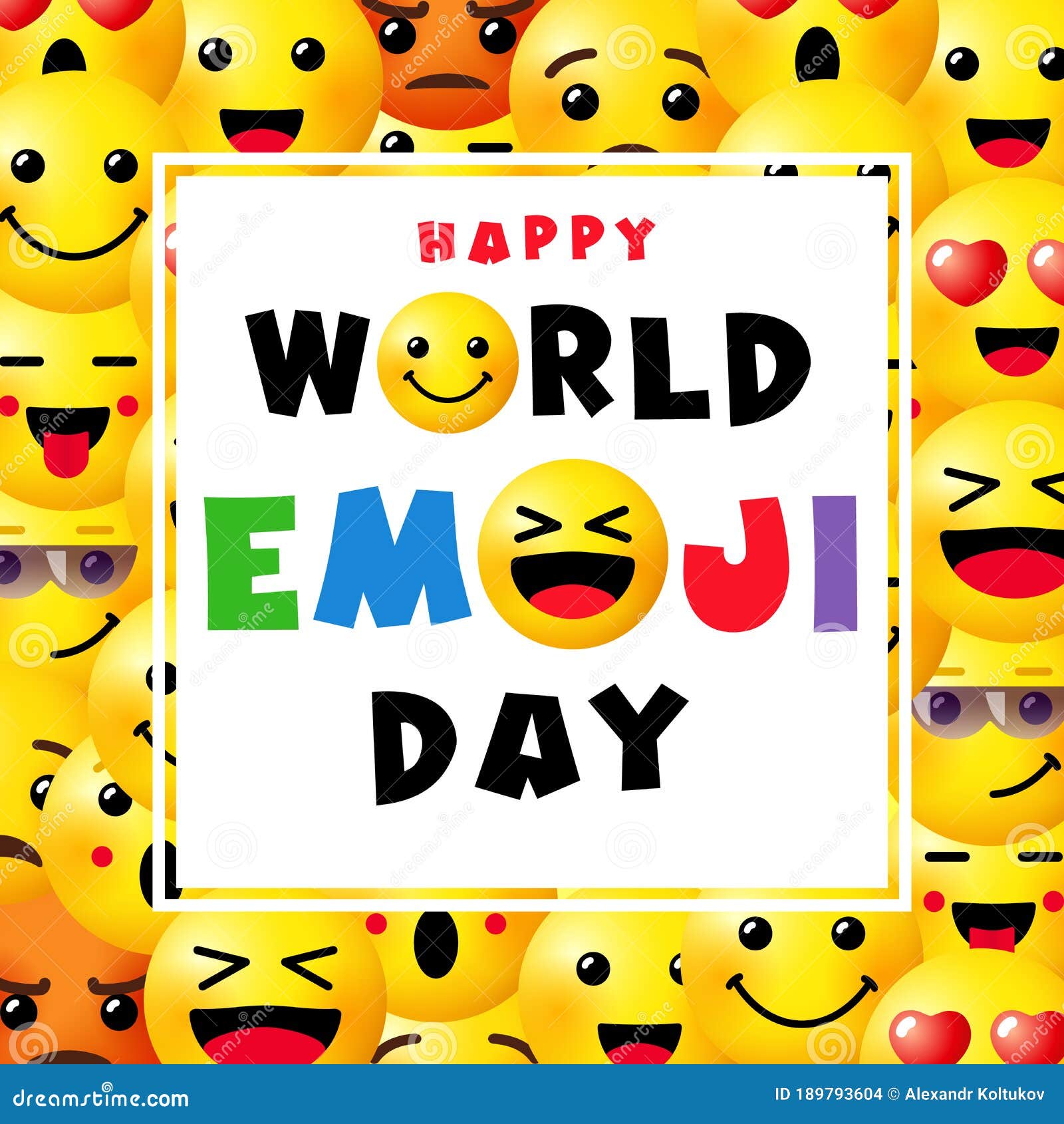 Happy World Emoji Day Square Banner Stock Vector Illustration of
