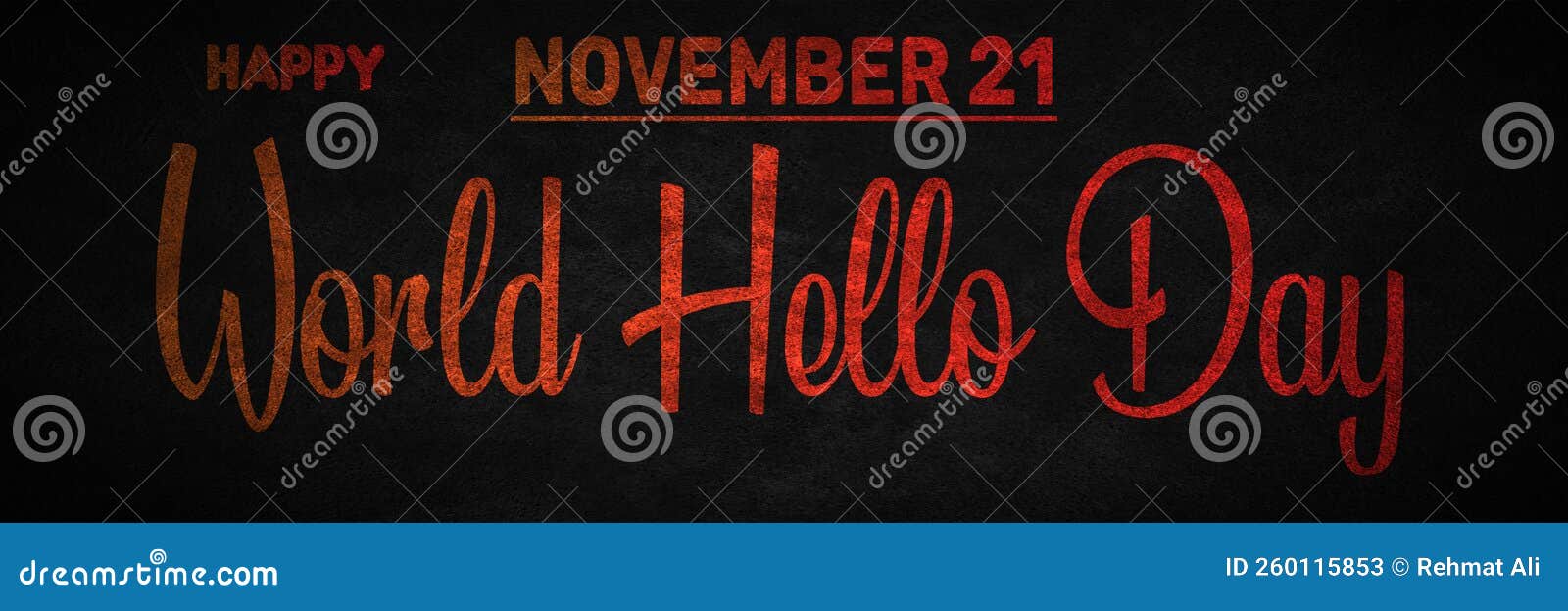 happy world hello day, november 21. calendar of november retro text effect, 