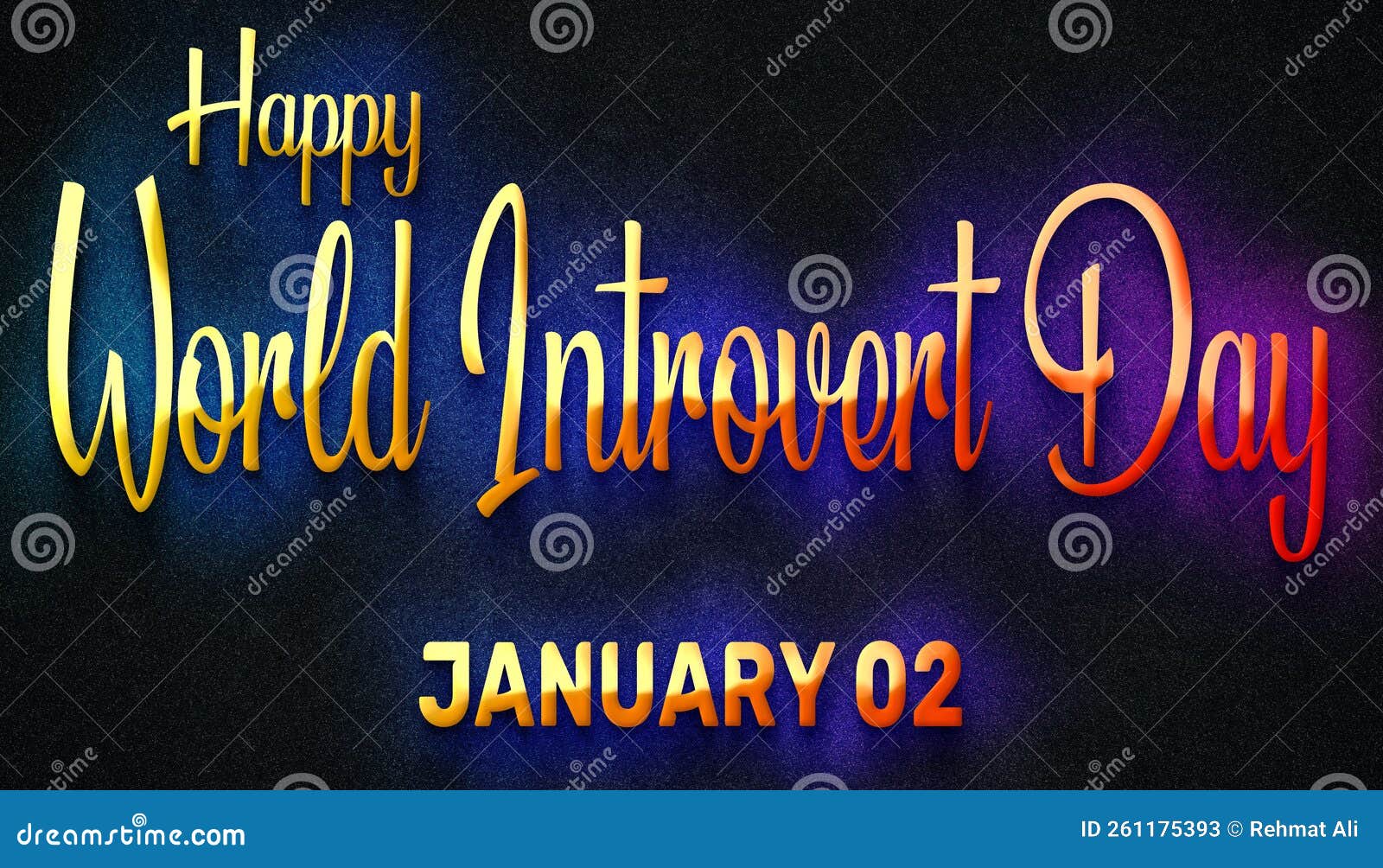Happy World Introvert Day, January 02. Calendar of January Neon Text
