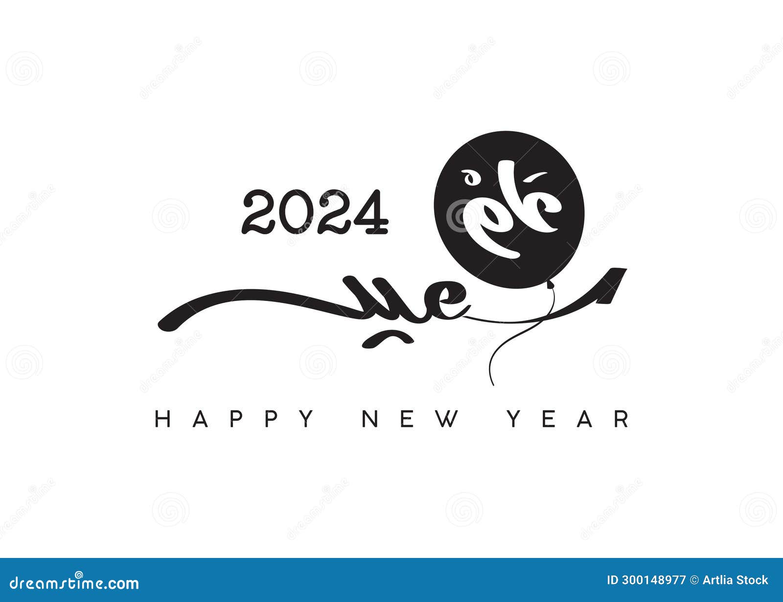 Happy Year in Arabic Language Handwritten Font Calligraphy Logo 2024