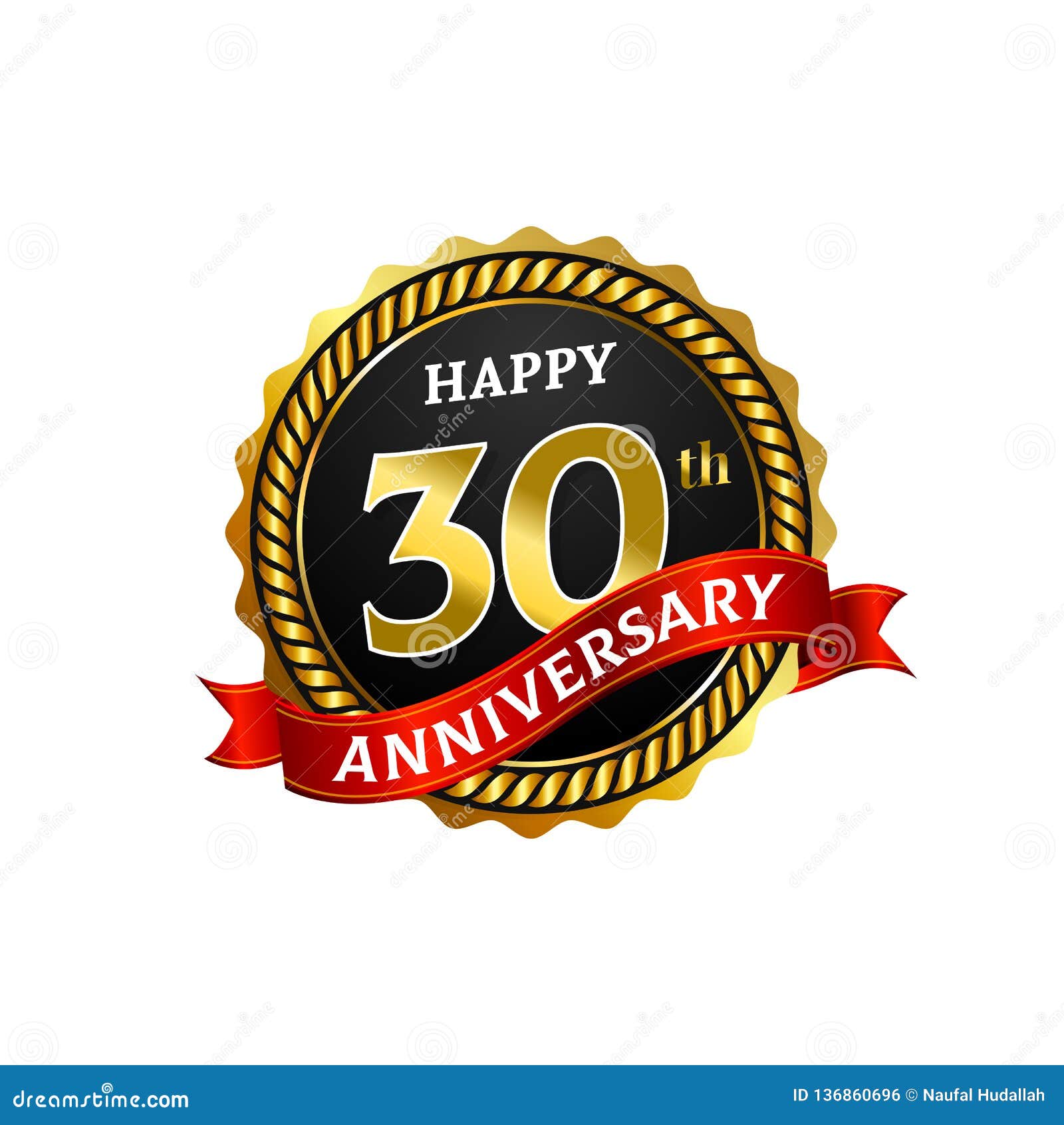 Anniversary Logotype With Golden Ring Isolated On Red Ribbon Elegant  Background Stock Illustration - Download Image Now - iStock