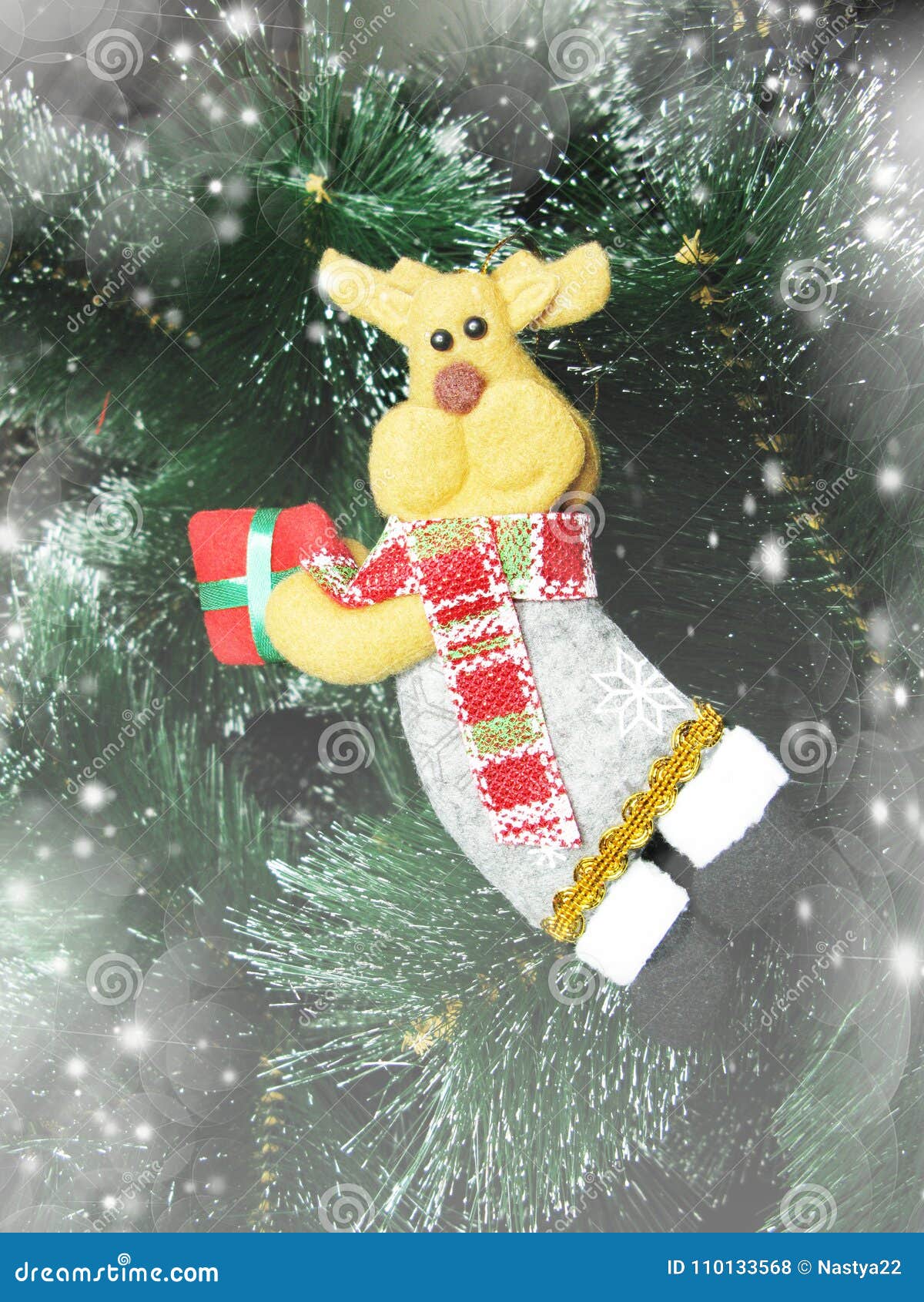 happy yelk christmas background with snow and snowflakes