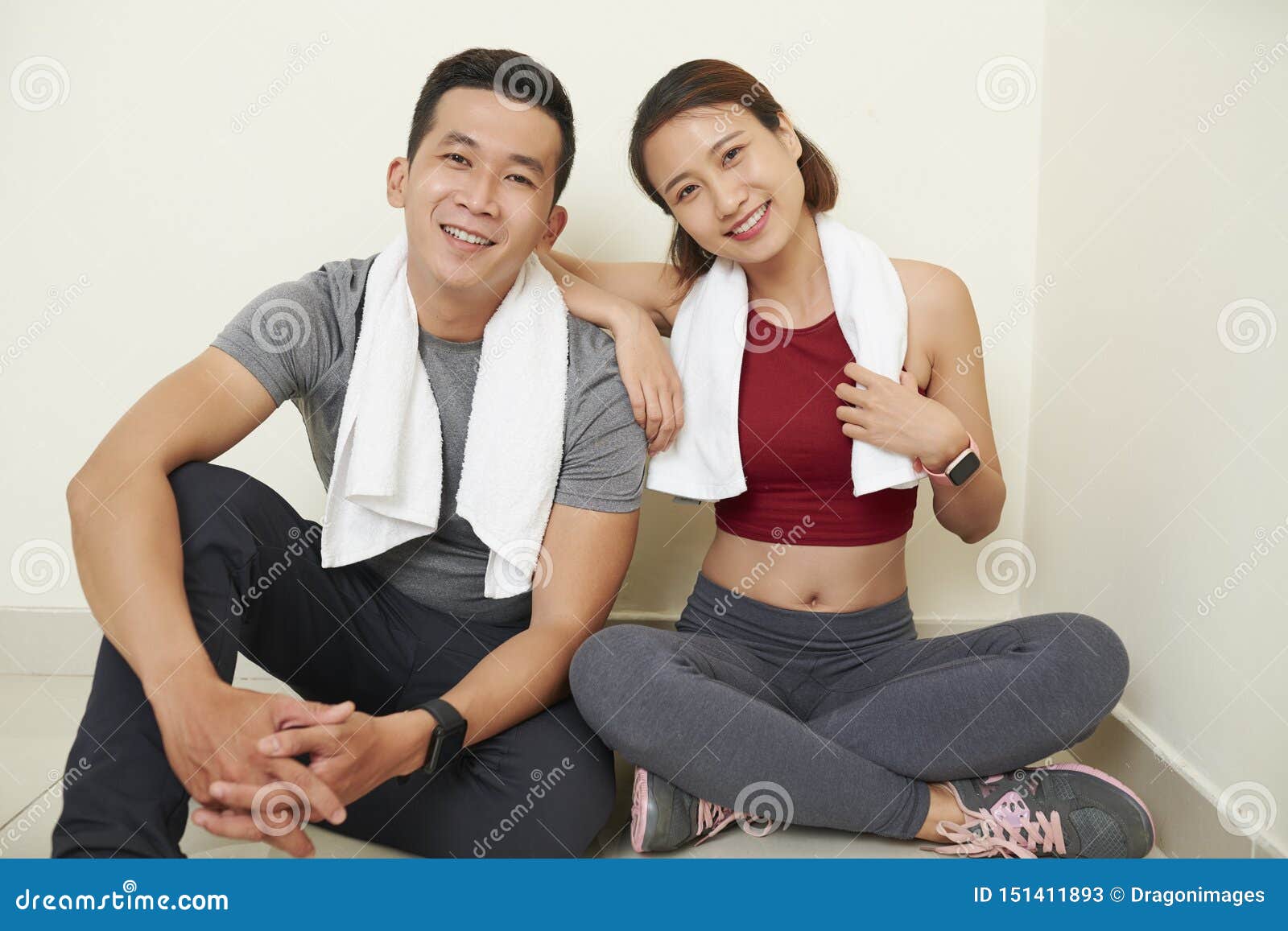 Young Asian fit couple stock image photo