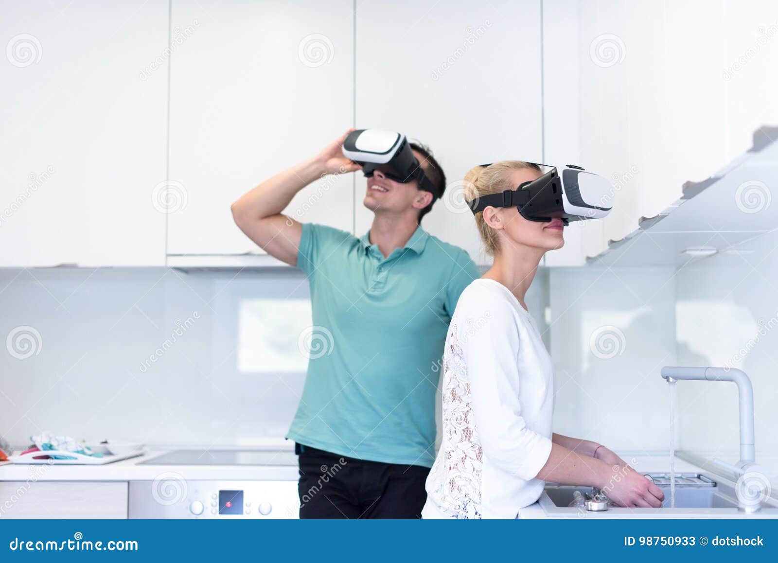 Black Girl Using VR Headset Glasses Of Virtual Reality 
