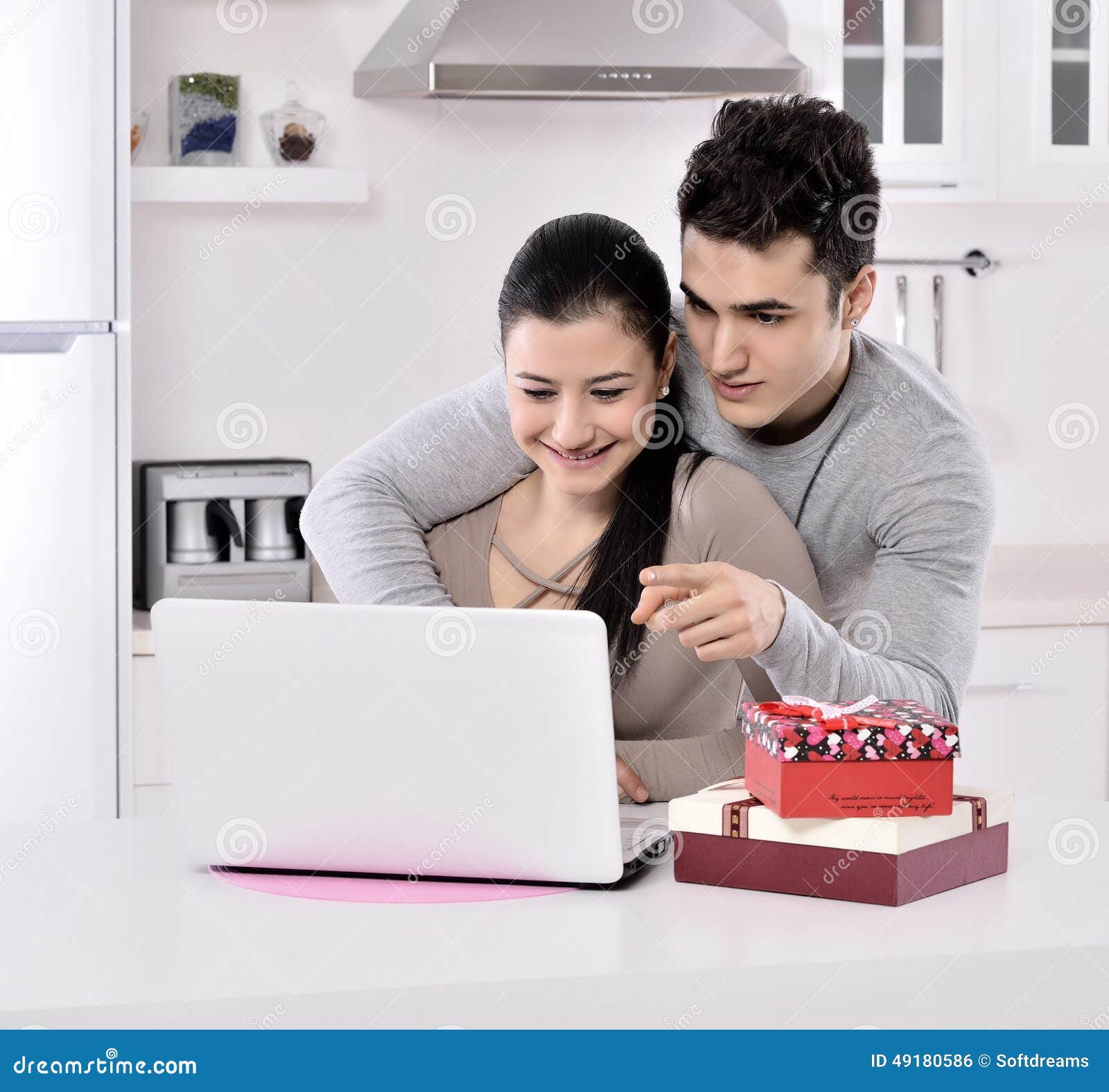 Happy Young Couple with Gift Boxes Stock Photo Image of gift
