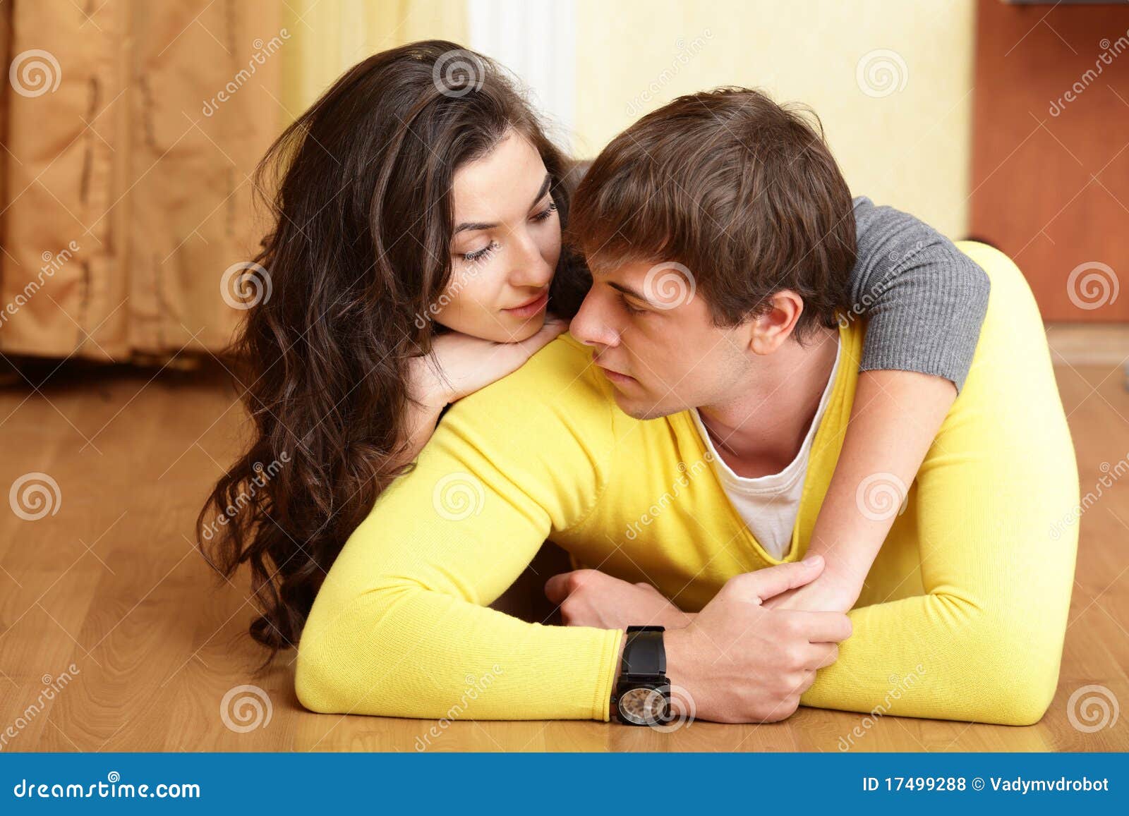 Happy Young Couple At Home Stock Photo Image Of Happy 17499288