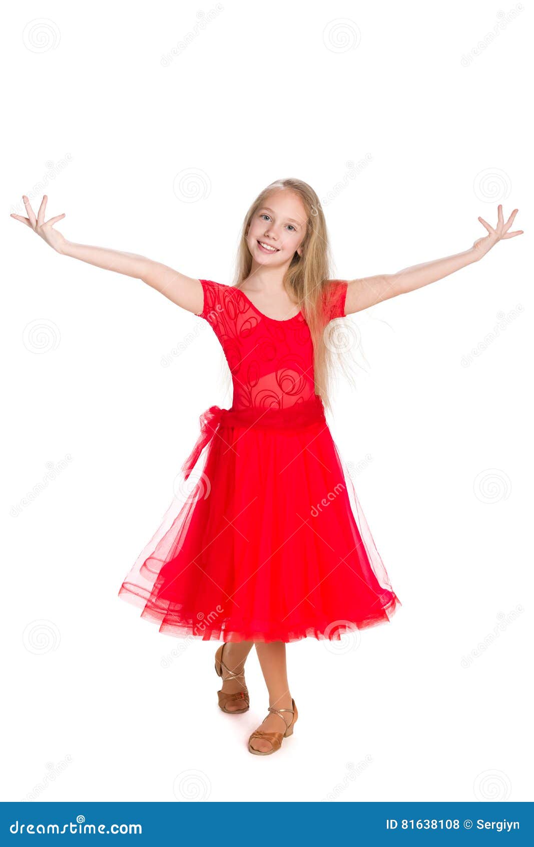 happy young girl dances