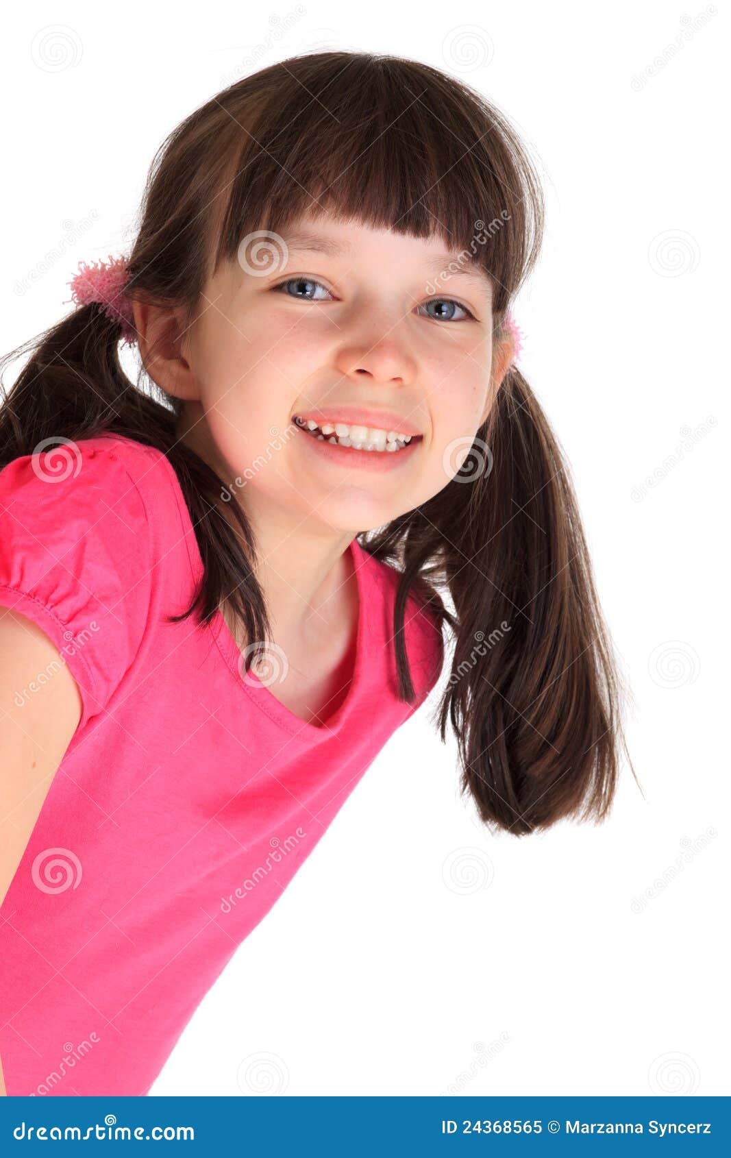 Happy Young Girl With Pigtails Stock Image - Image Of -6878