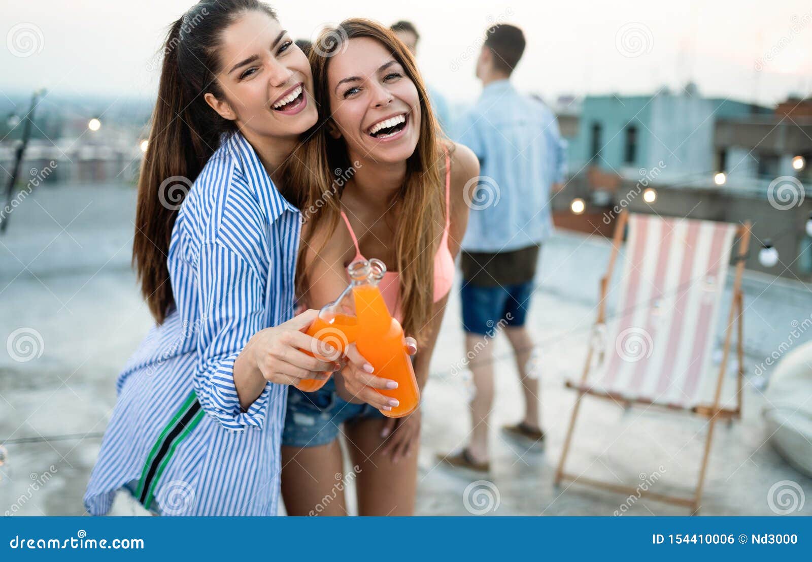 Happy Young Girls Having Fun at Party Stock Photo - Image of male ...