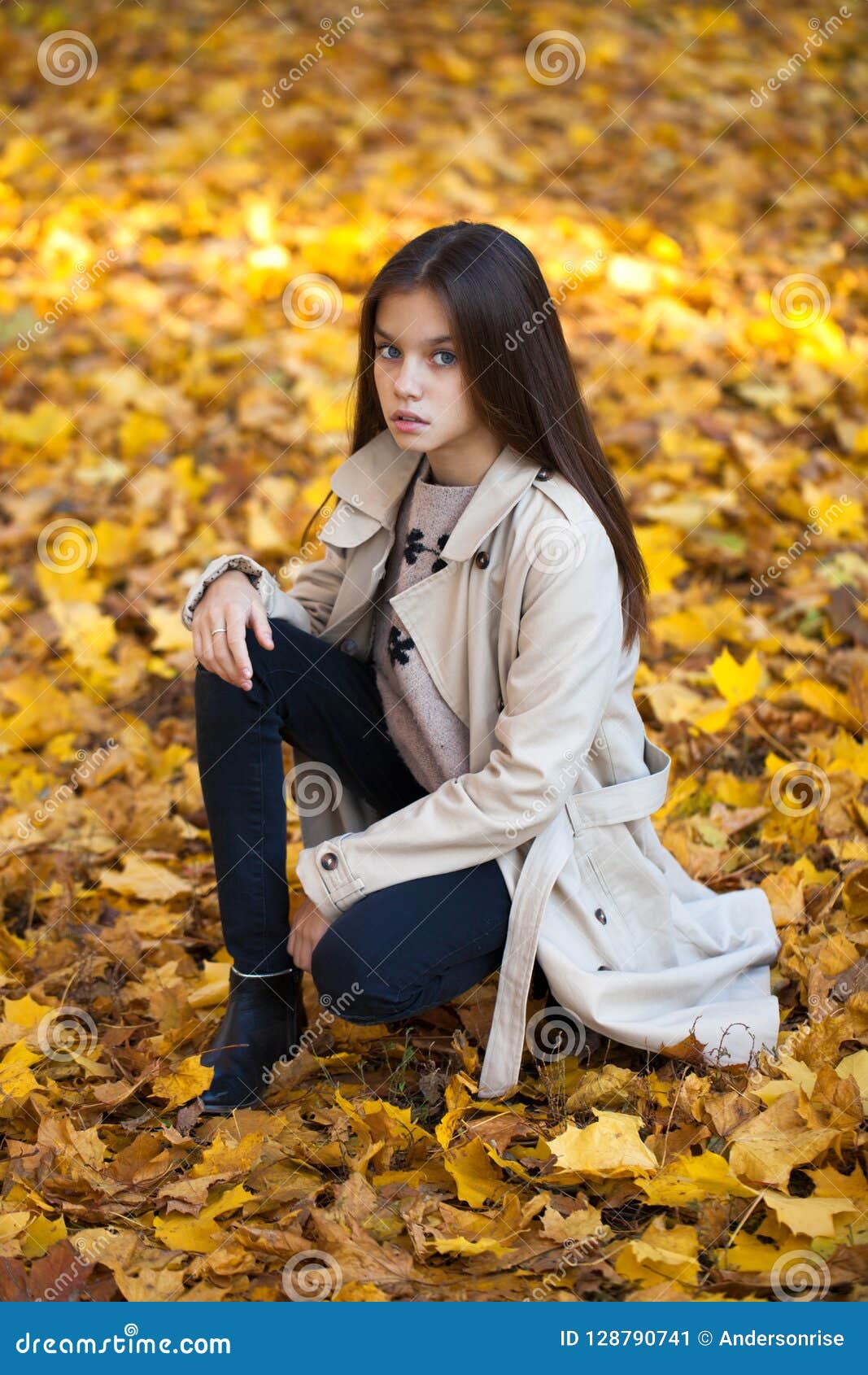 Happy Young Little Girl in Beige Coat Stock Image - Image of beauty ...