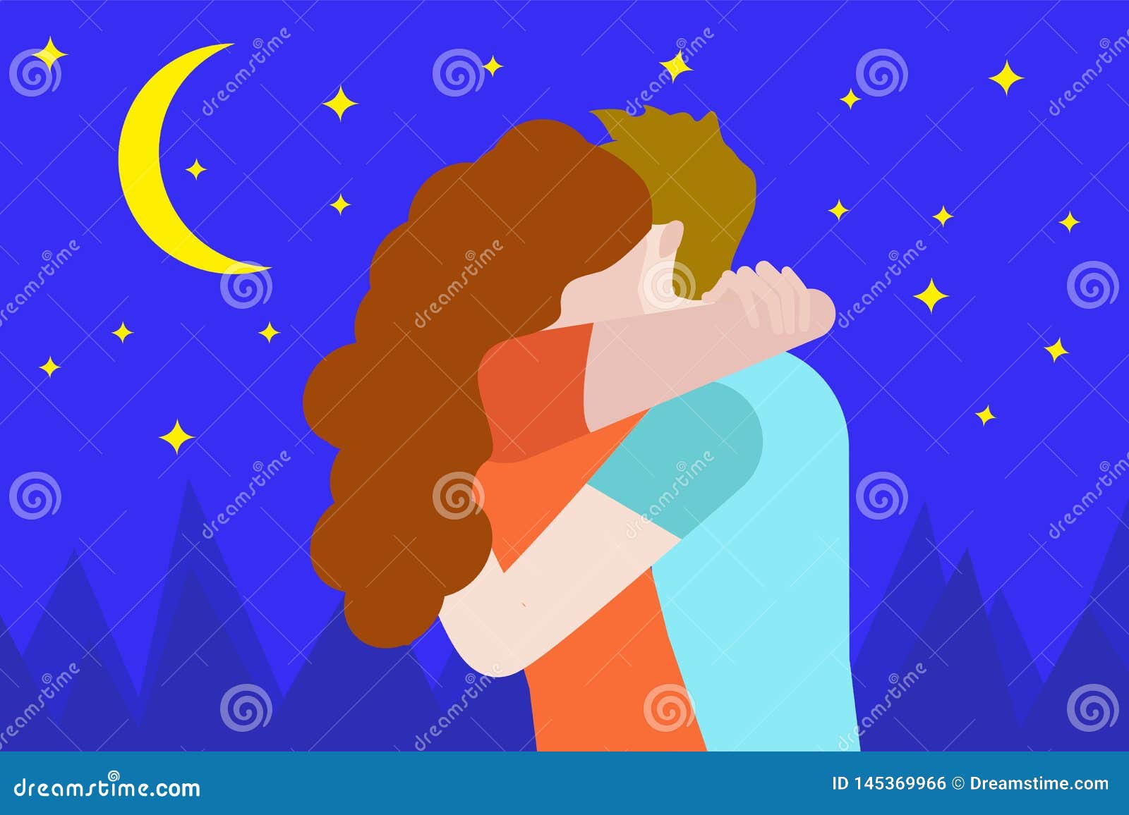 Happy Young Lovers Couple Hugging Boyfriend Hugs His Girlfriend image