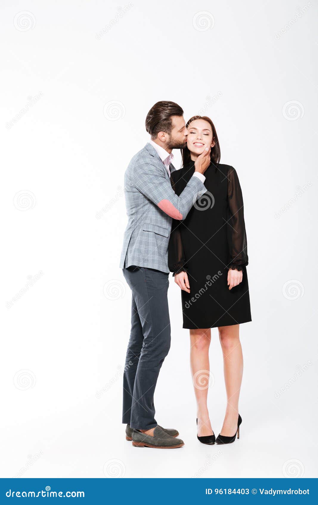 Happy Young Loving Couple Standing Isolated Stock Image - Image of ...