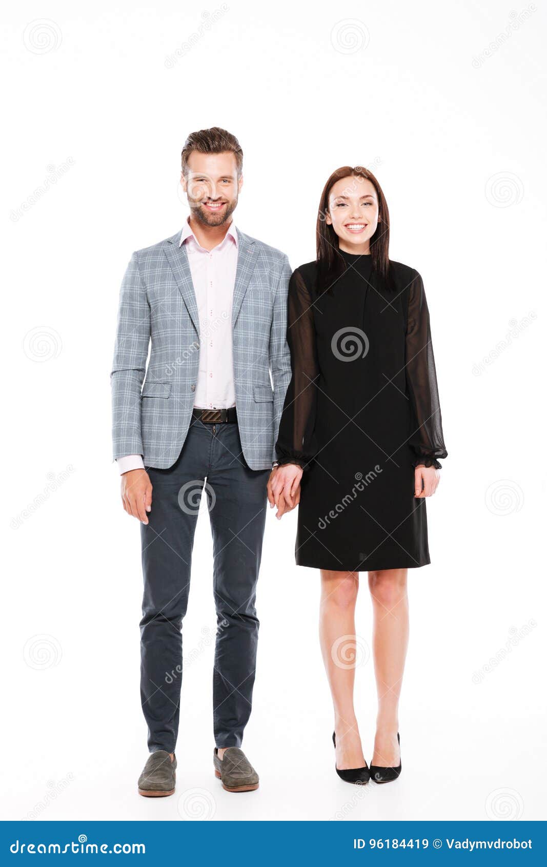 Happy Young Loving Couple Standing Isolated Stock Image - Image of ...