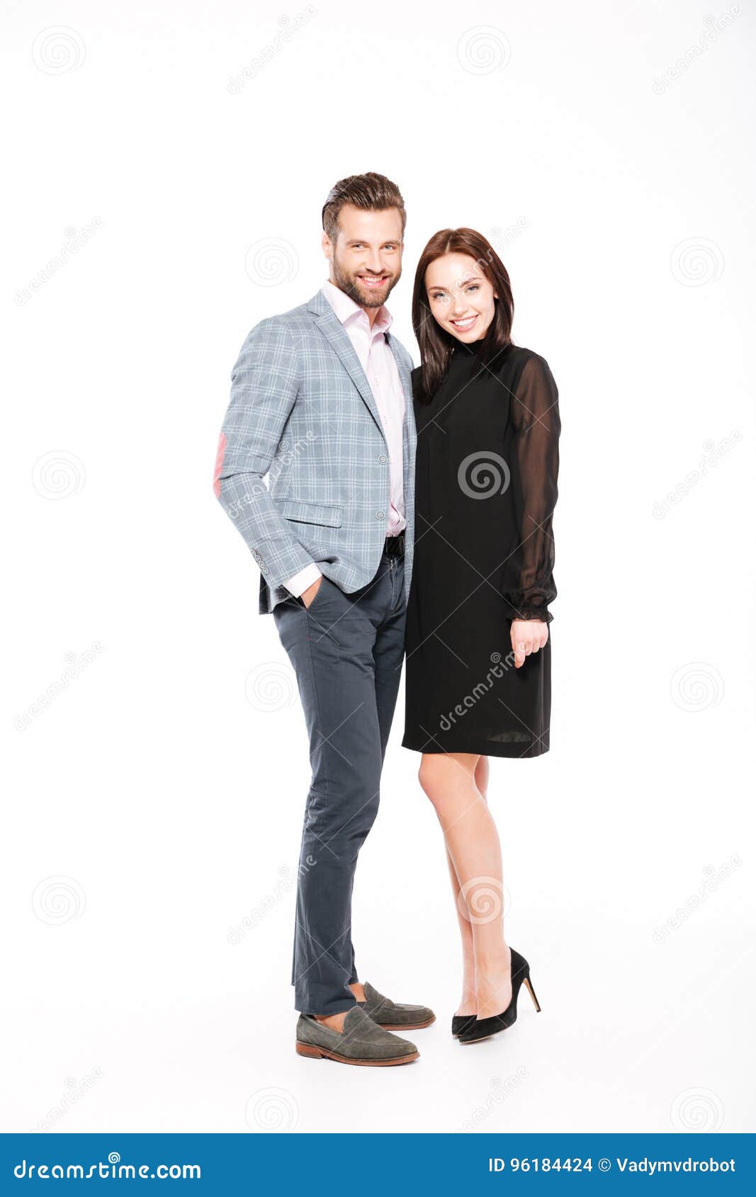 Happy Young Loving Couple Standing Isolated Stock Photo - Image of ...