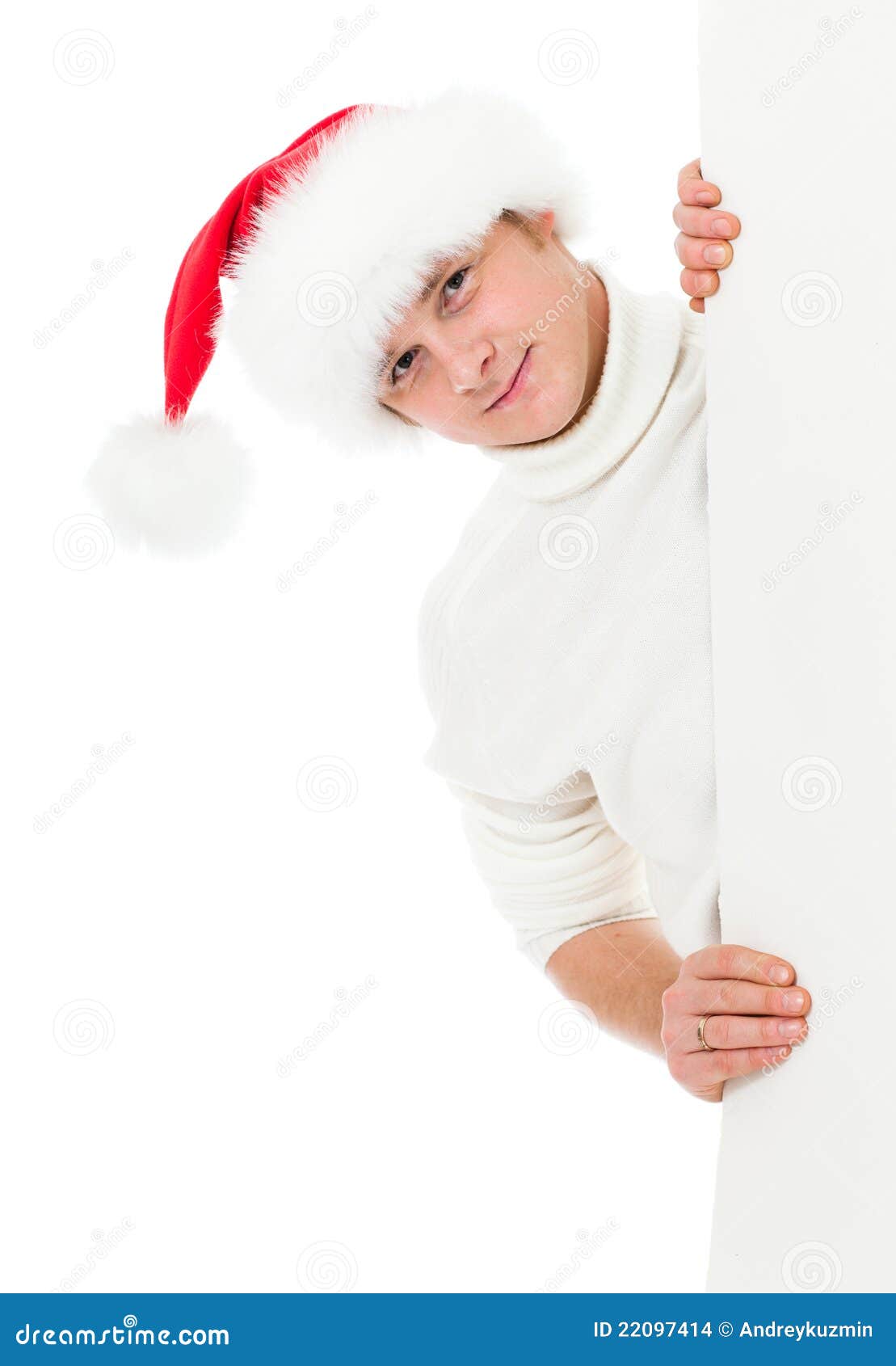 happy young man in christmas santa's hat