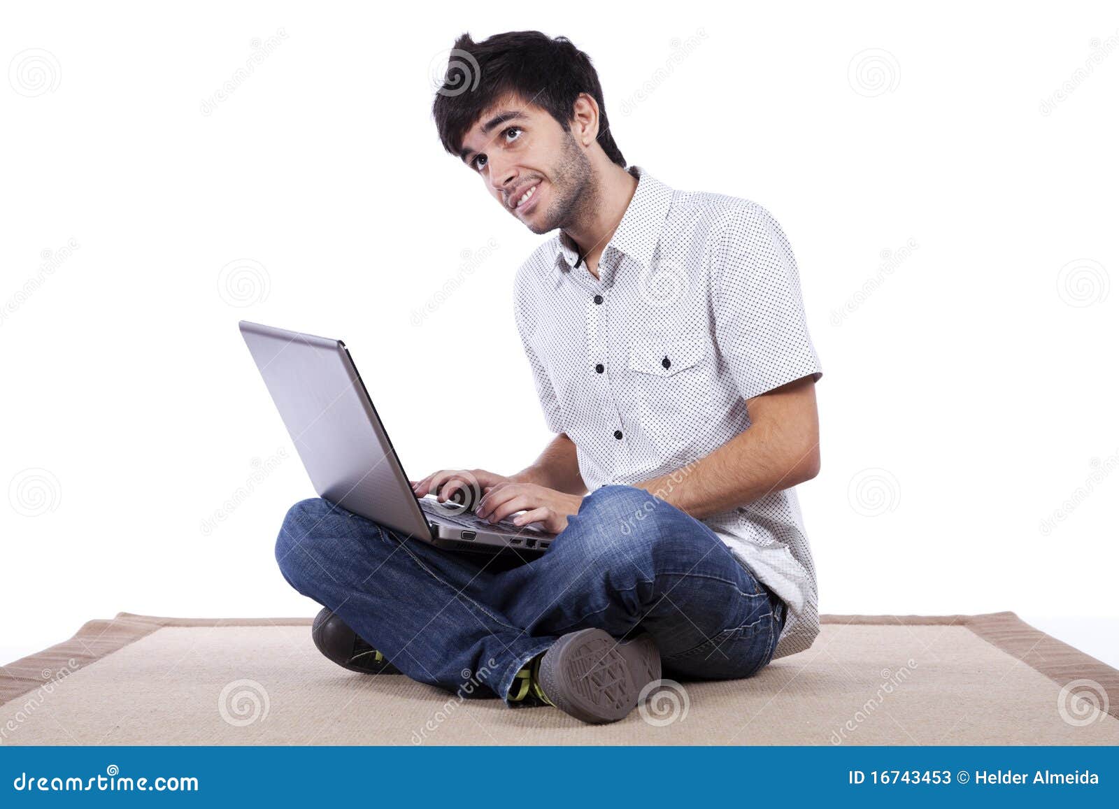 Happy Young Man Surfing The Internet Stock Image Image Of Isolated Confident